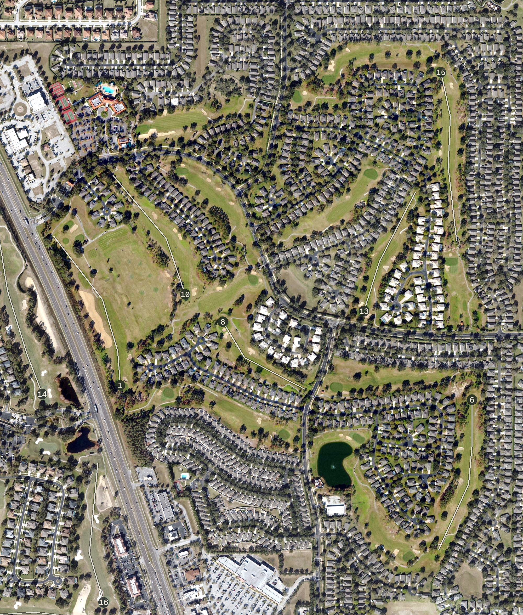 Aerial view of Kings Ridge Golf Club, FL