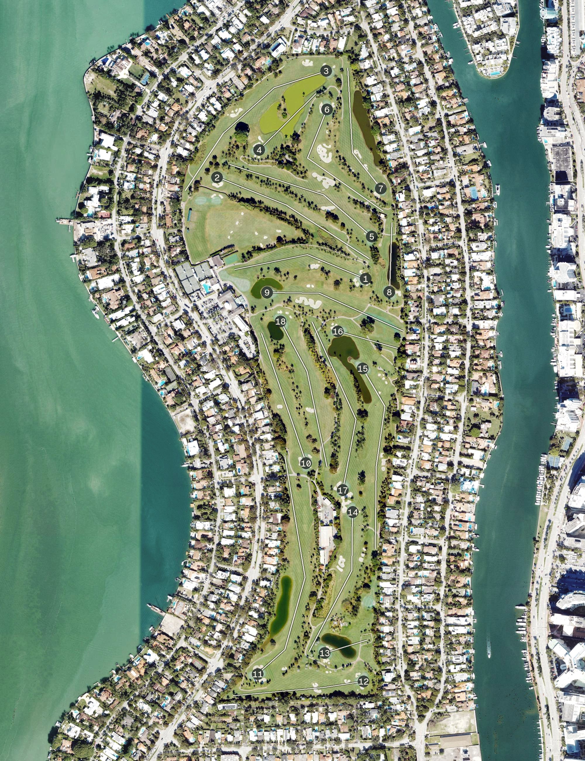 Aerial view of La Gorce Country Club, FL