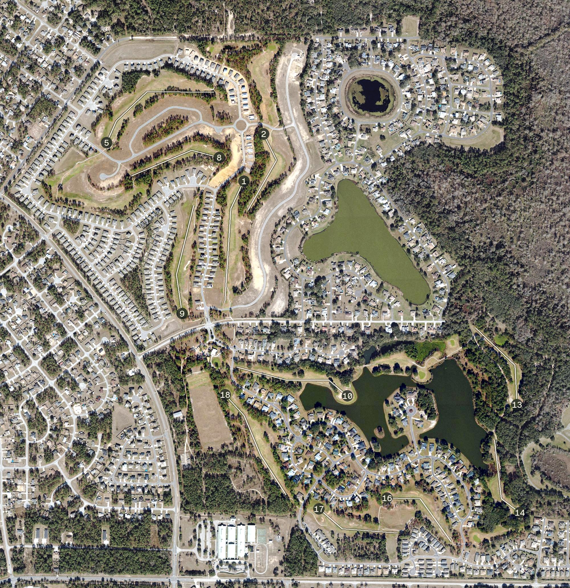 Aerial view of Lake Diamond Golf and Country Club, FL
