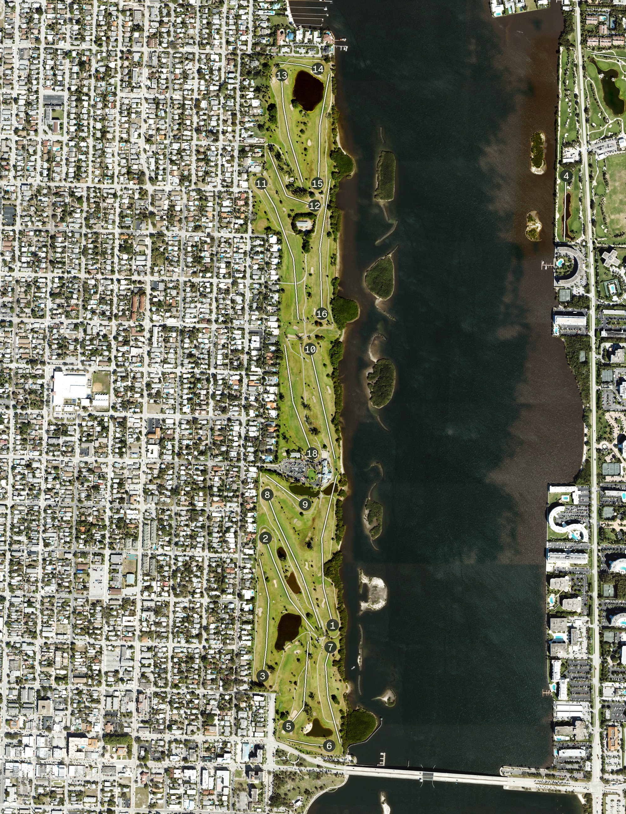 Aerial view of Lake Worth Municipal Golf Course, FL