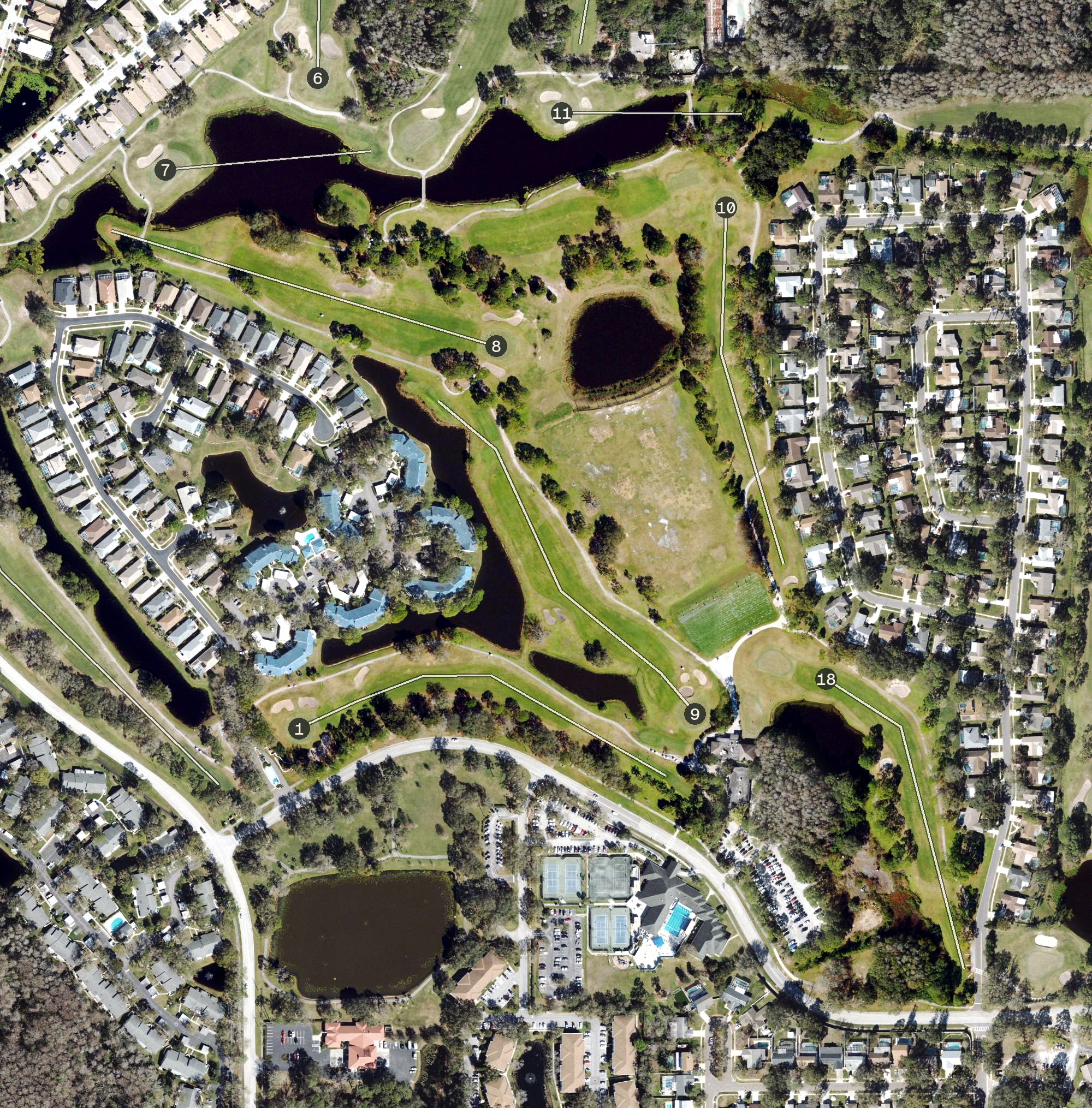 Aerial view of Lansbrook Golf Club, FL