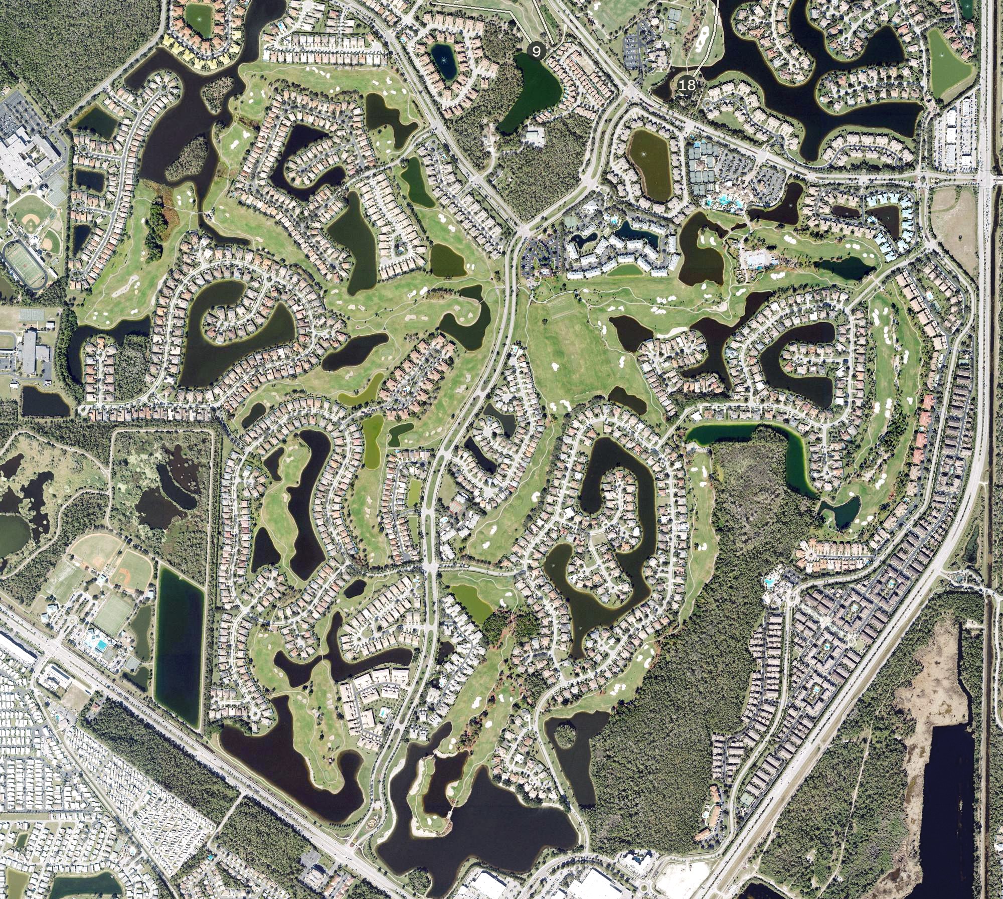 Aerial view of Lely Resort Golf And Country Club, FL