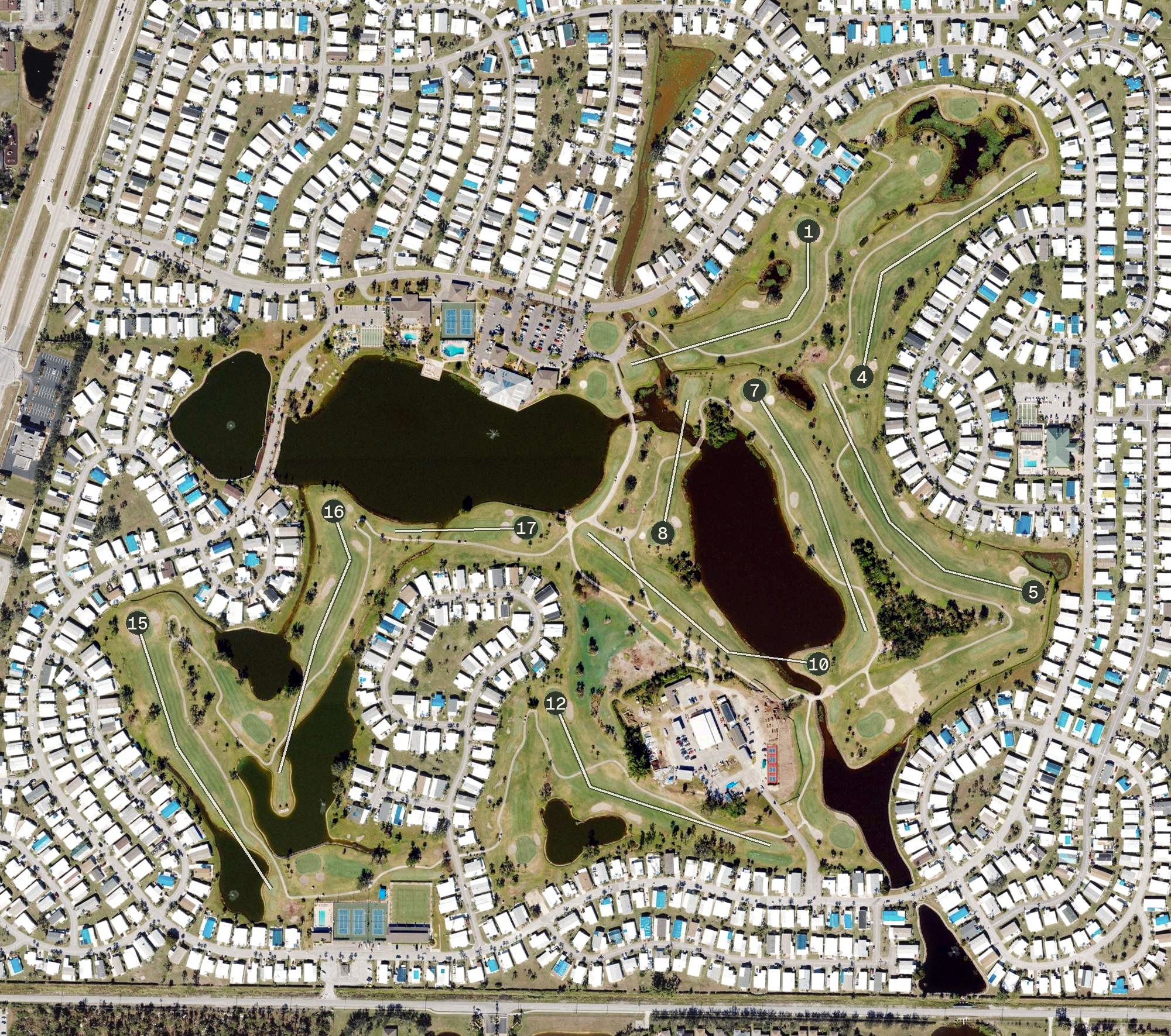 Aerial view of Maple Leaf Golf and Country Club, FL
