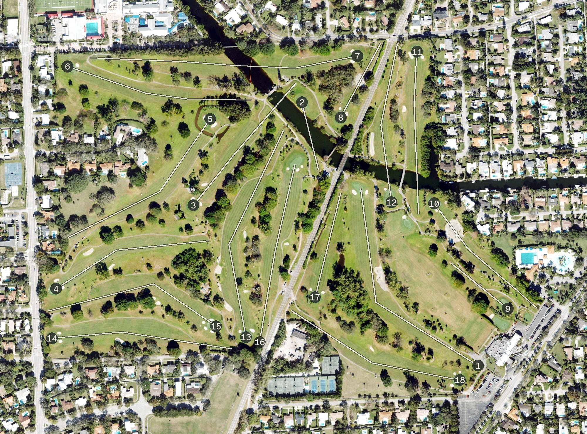 Aerial view of Miami Shores Country Club, FL