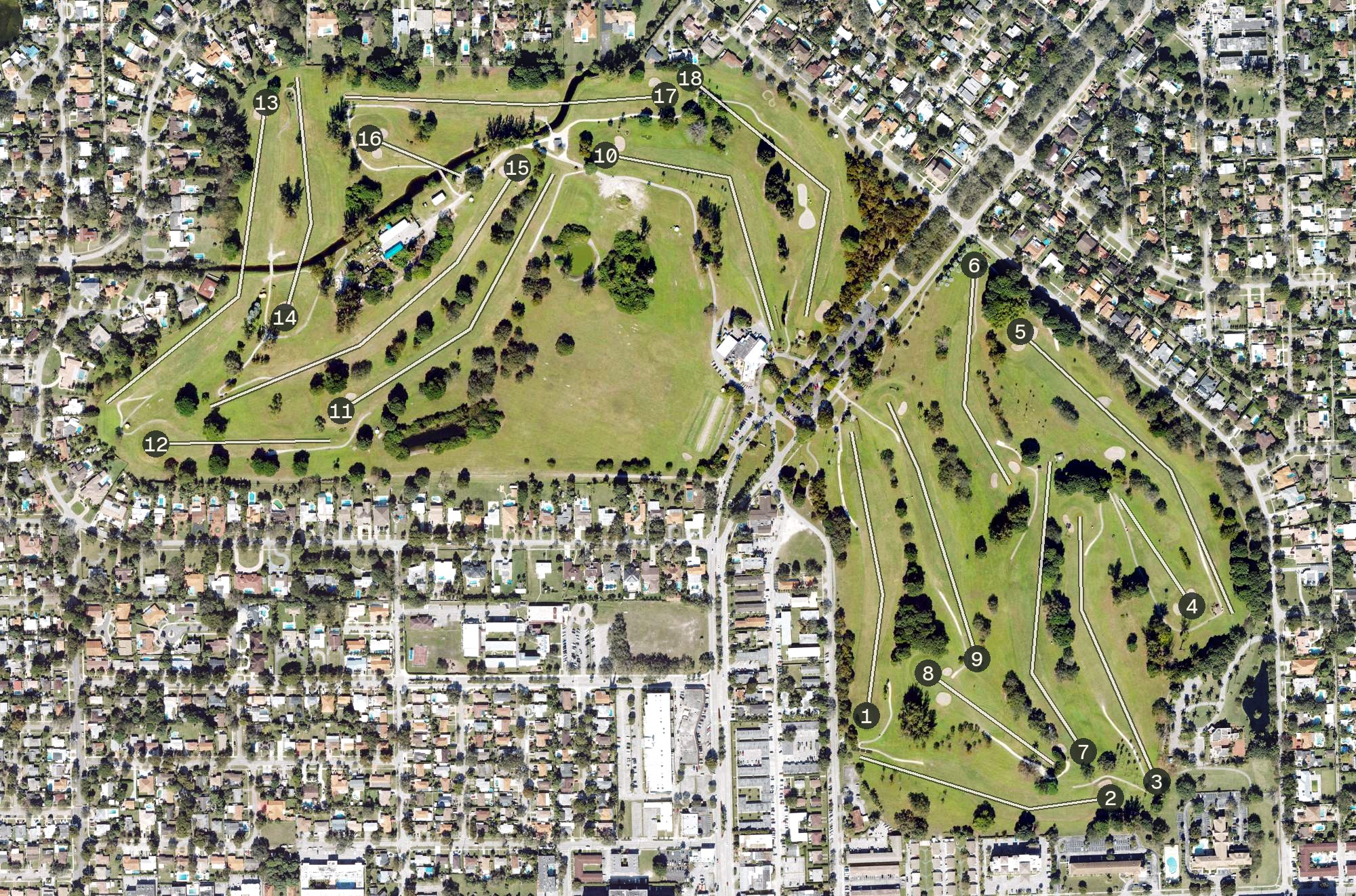 Aerial view of Miami Springs Golf Course, FL