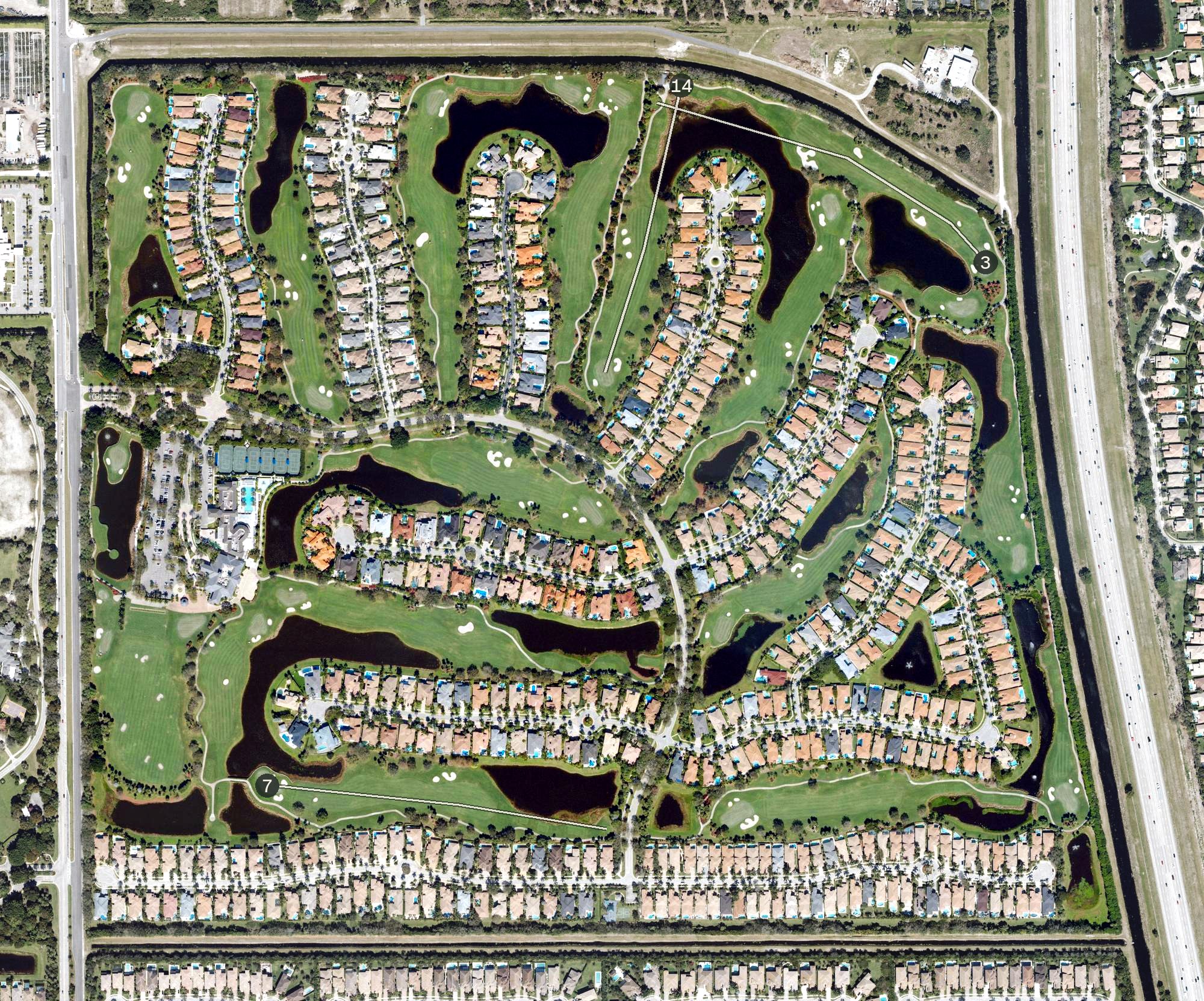 Aerial view of Mizner Country Club, FL