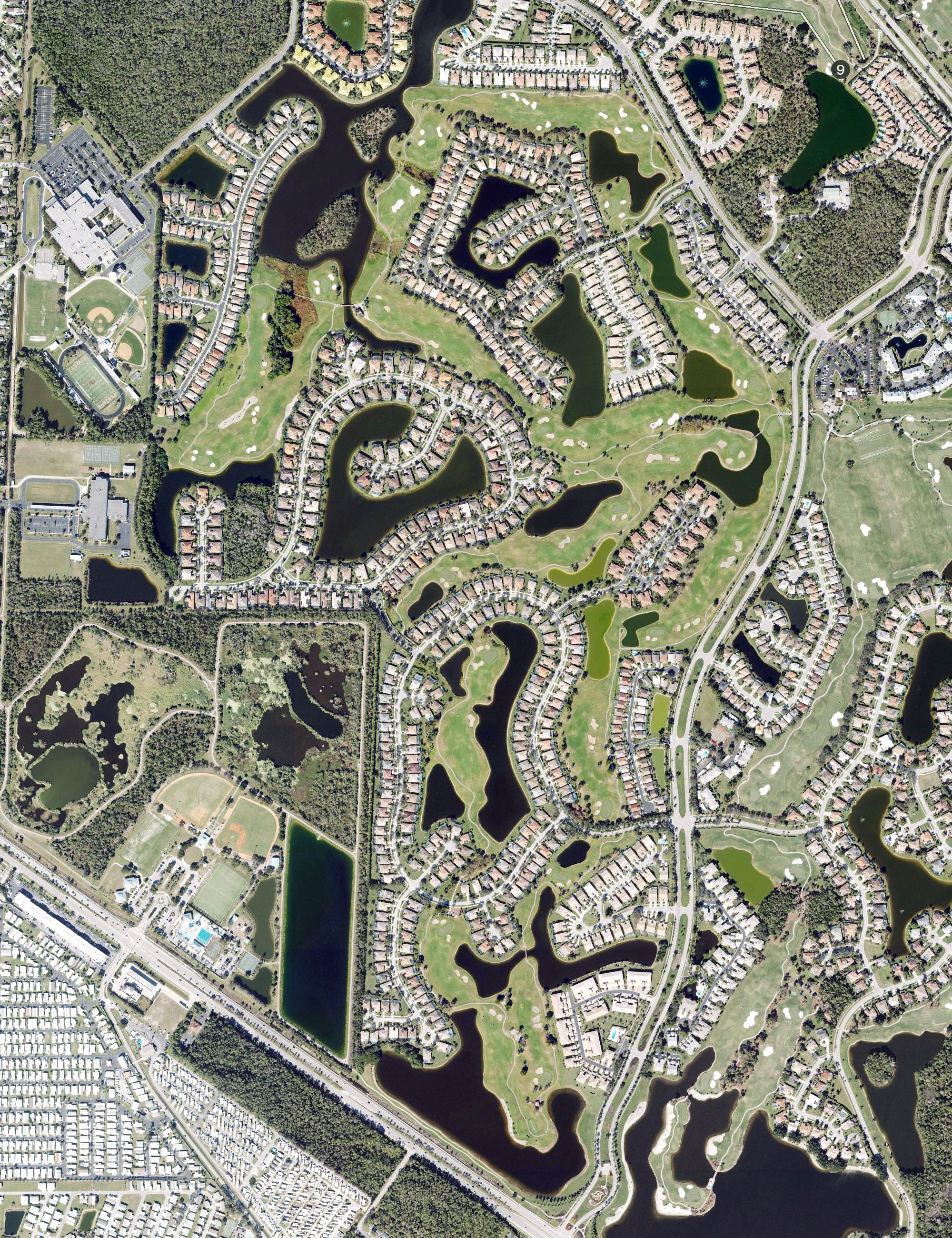 Aerial view of Mustang Course at Lely Resort, FL