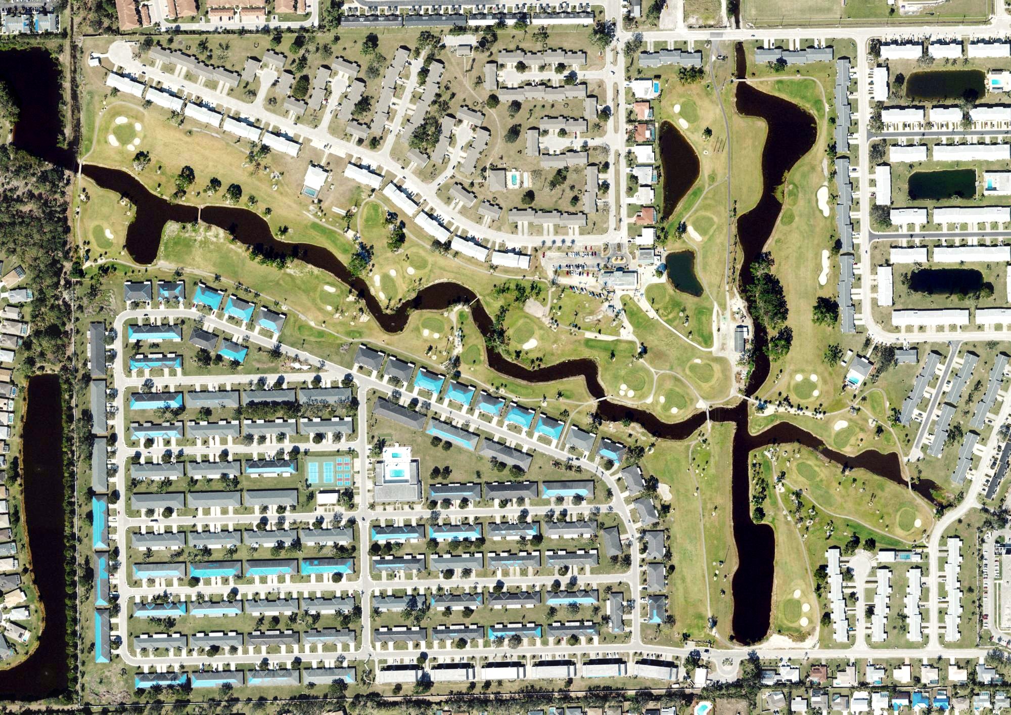 Aerial view of Myerlee Country Club, FL