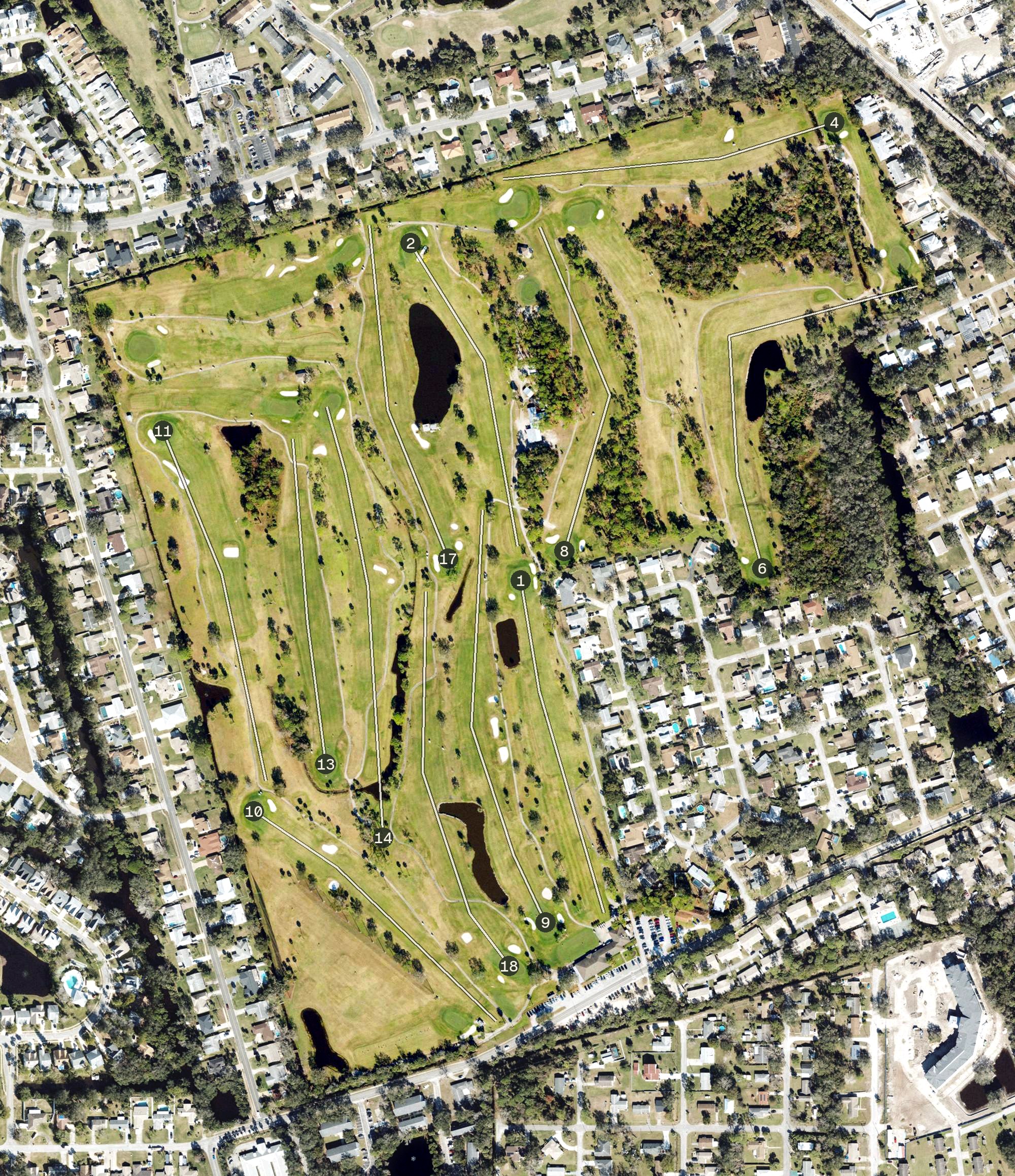 Aerial view of New Smyrna Golf Club, FL