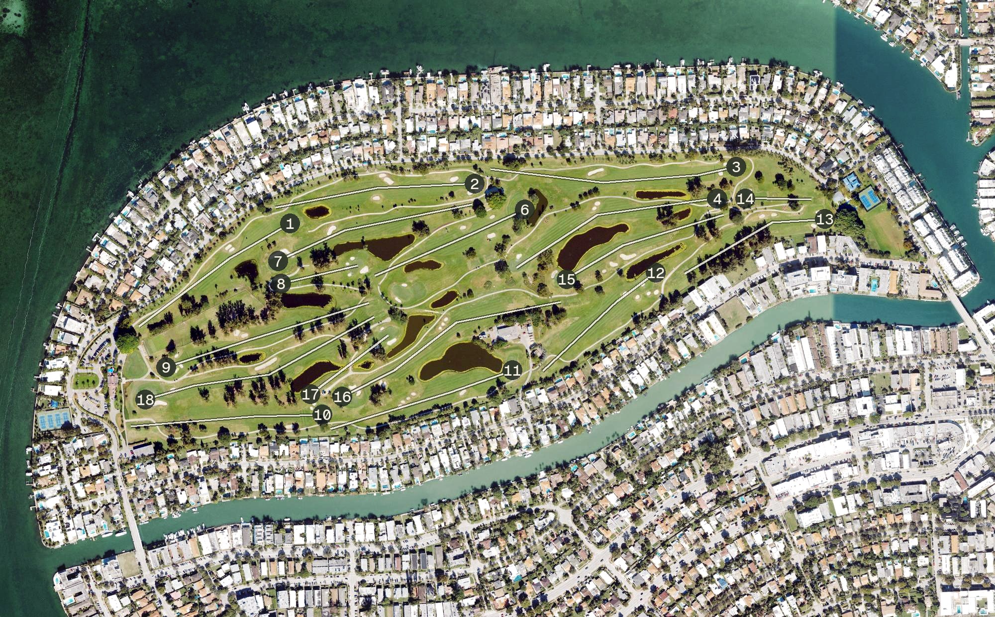Aerial view of Normandy Shores Golf Club, FL
