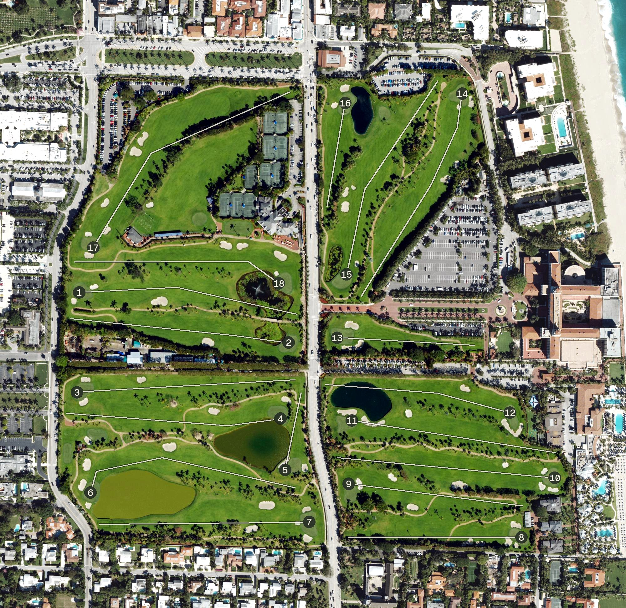 Aerial view of Ocean Course at The Breakers, FL