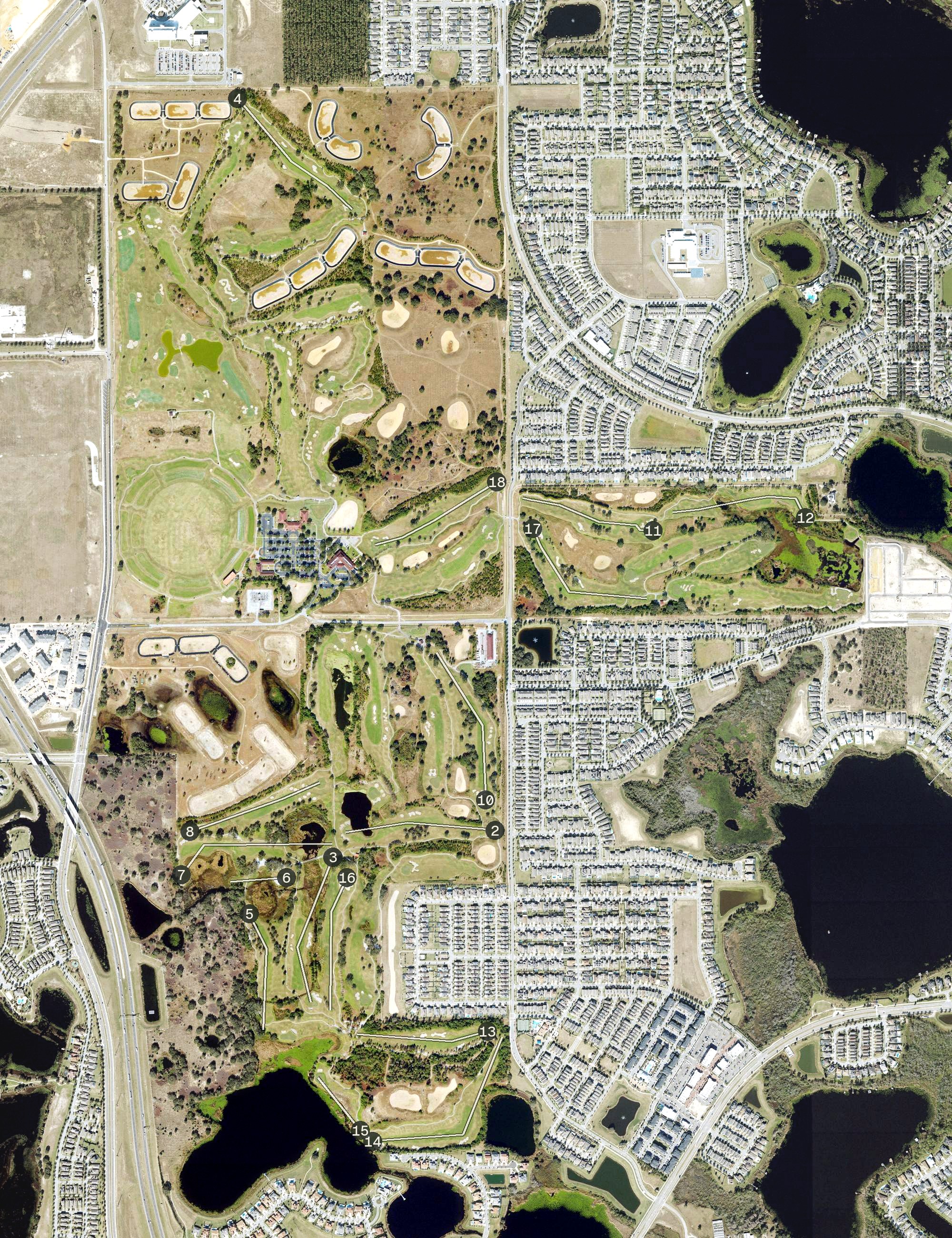 Aerial view of Orange County National Golf Center & Lodge, FL