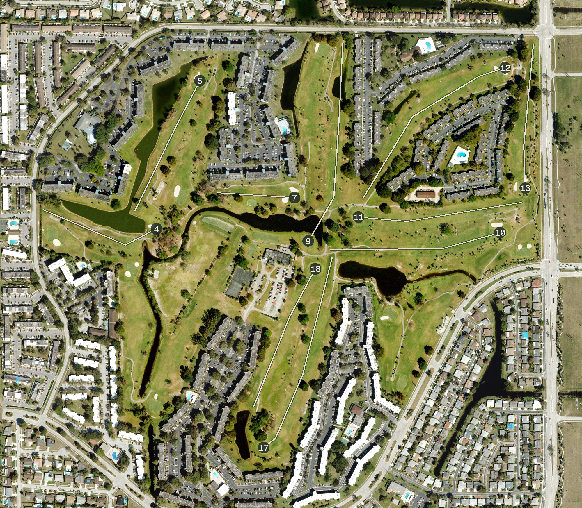 Aerial view of Oriole Golf Club, FL