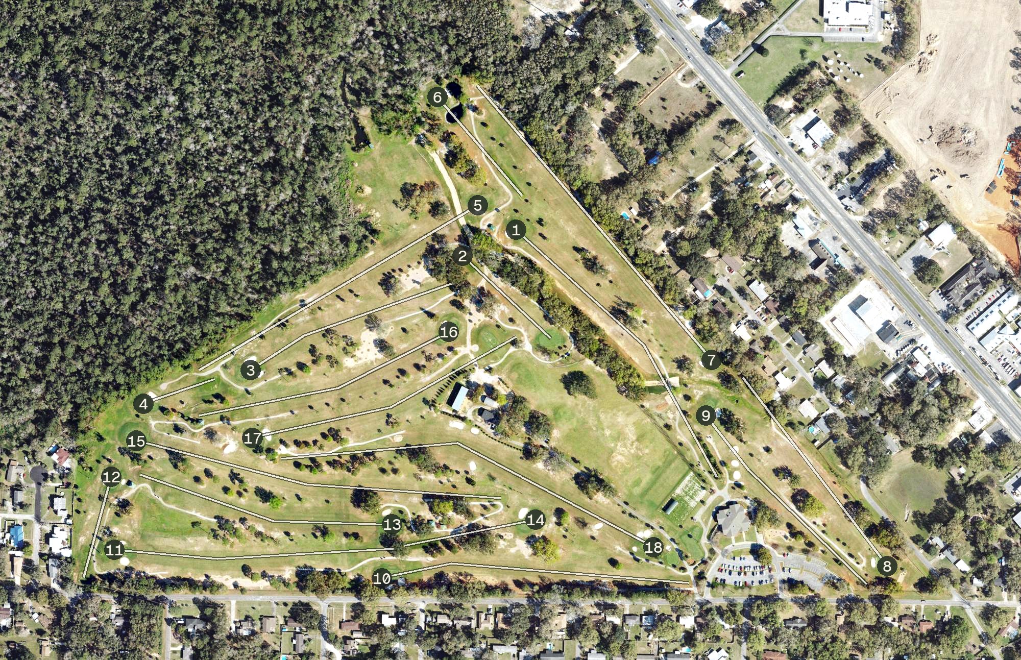 Aerial view of Osceola Municipal Golf Course, FL