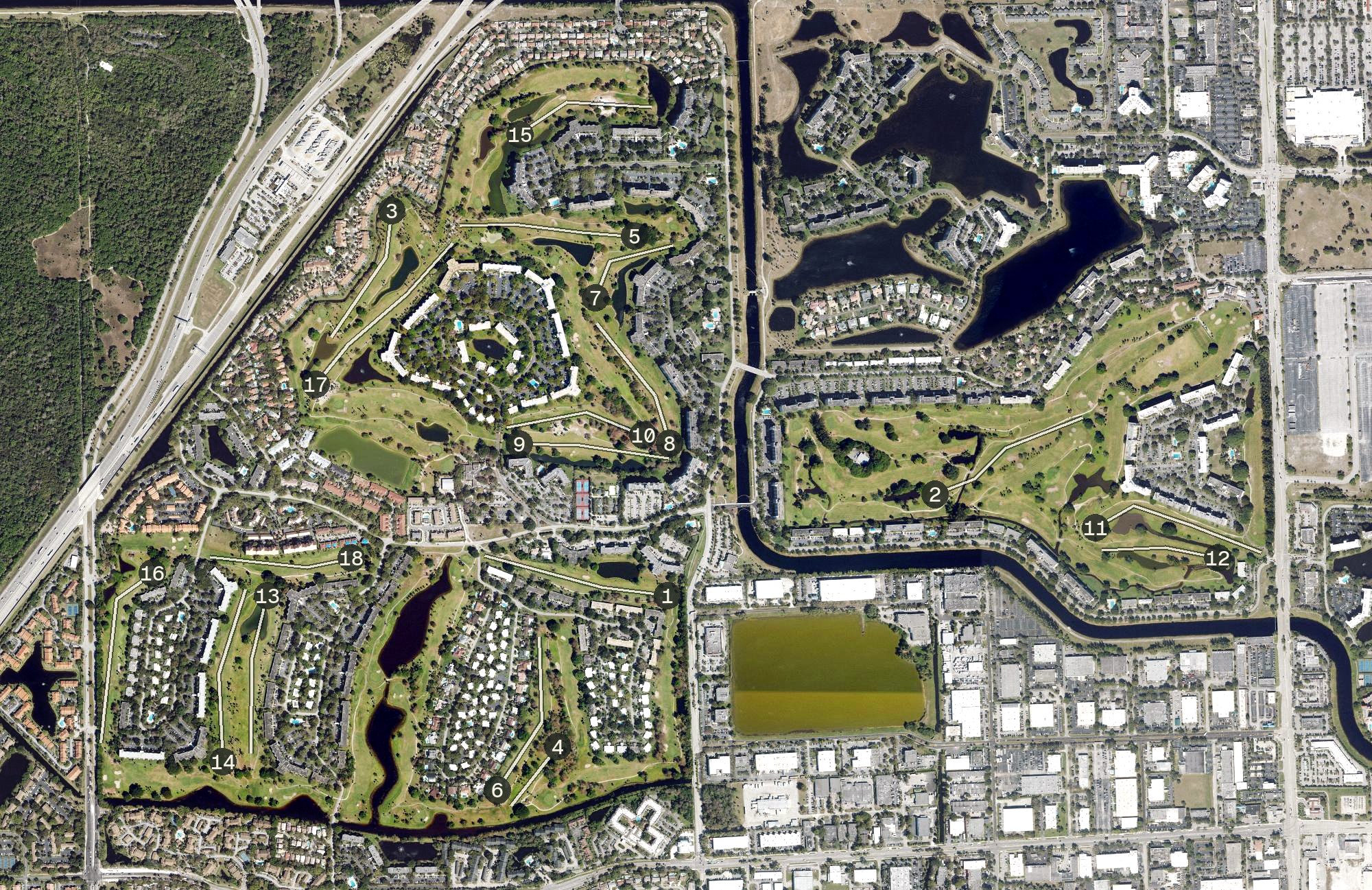 Aerial view of Palm Aire Country Club, FL