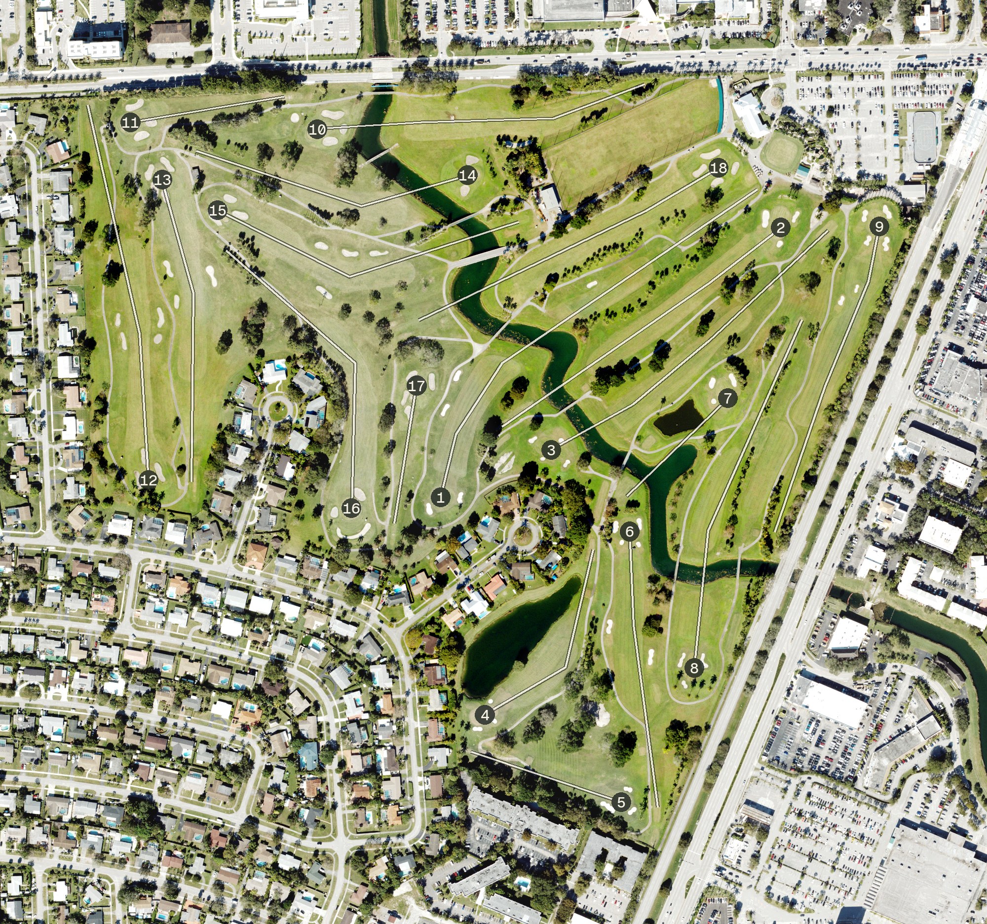 Aerial view of Palmetto Golf Course, FL