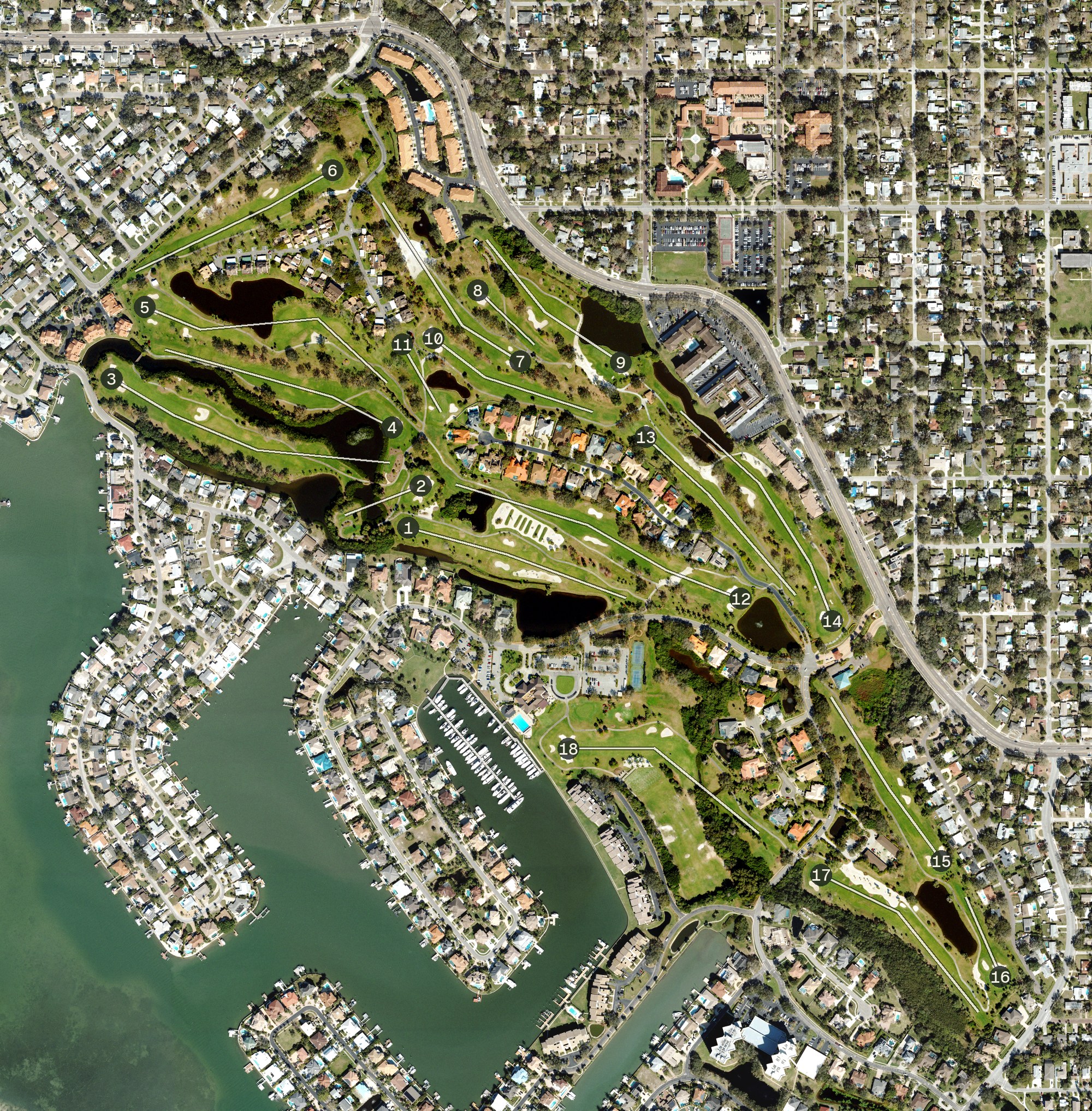 Aerial view of Pasadena Yacht & Country Club Golf, FL