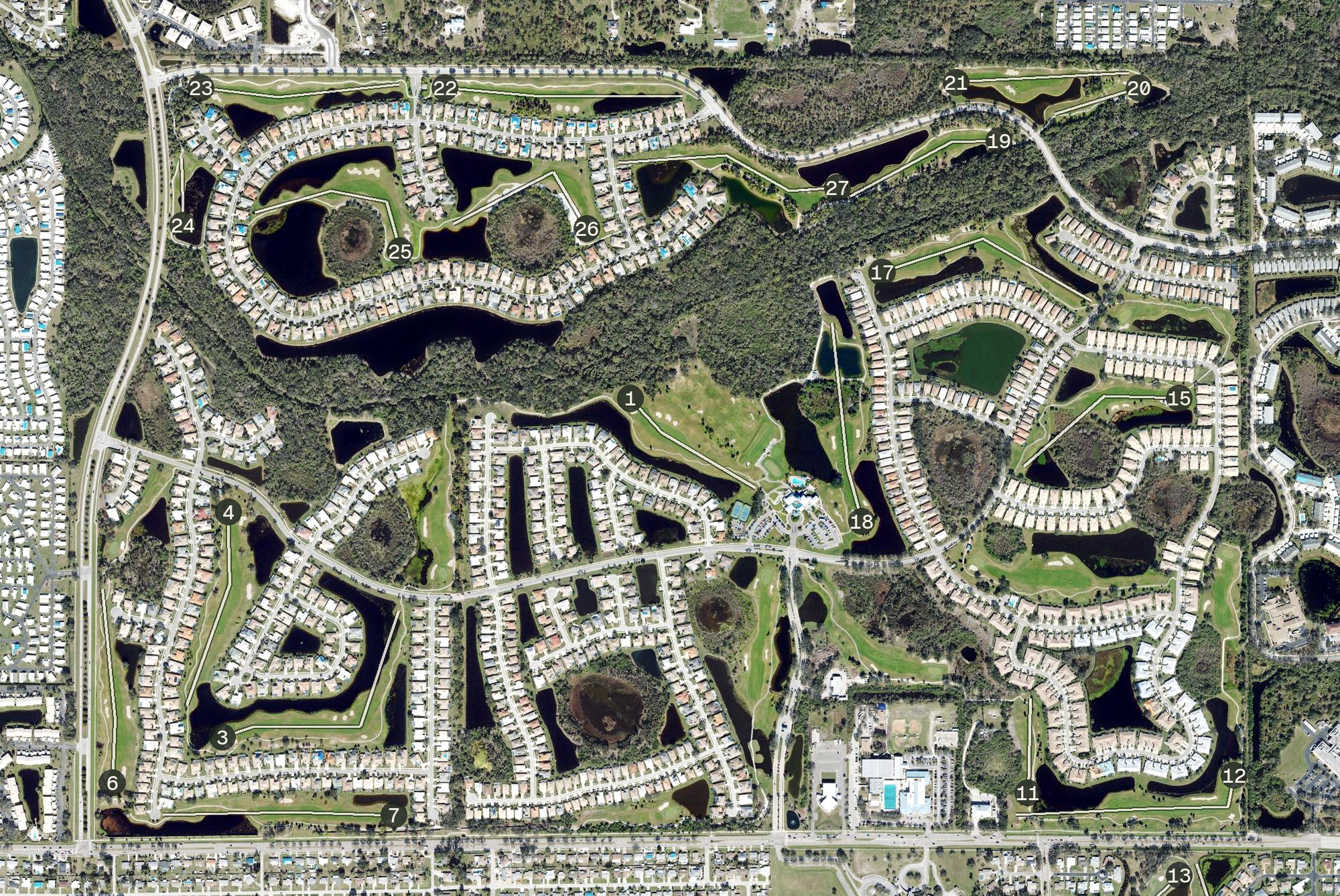 Aerial view of Pelican Pointe Golf & Country Club, FL