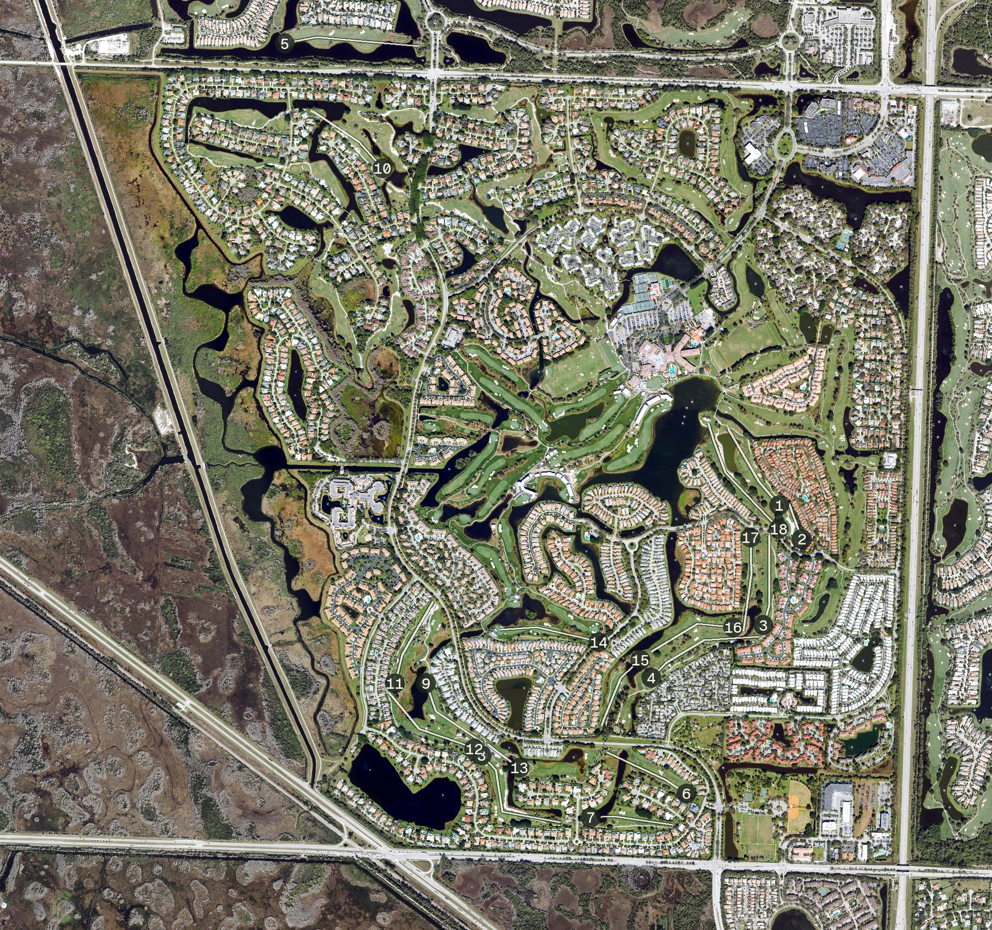 Aerial view of PGA National Resort, FL