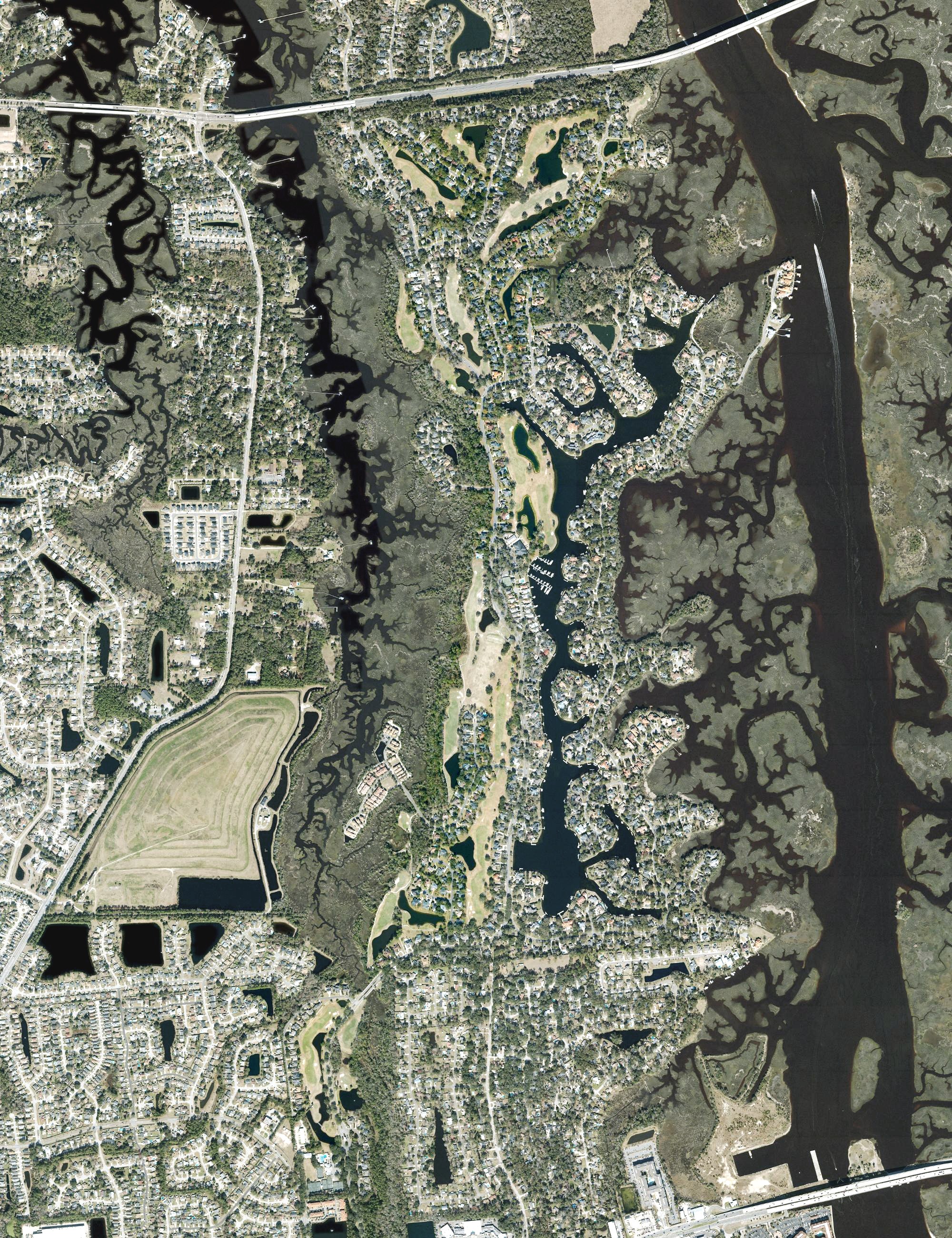 Aerial view of Queen's Harbour Yacht & Country Club, FL