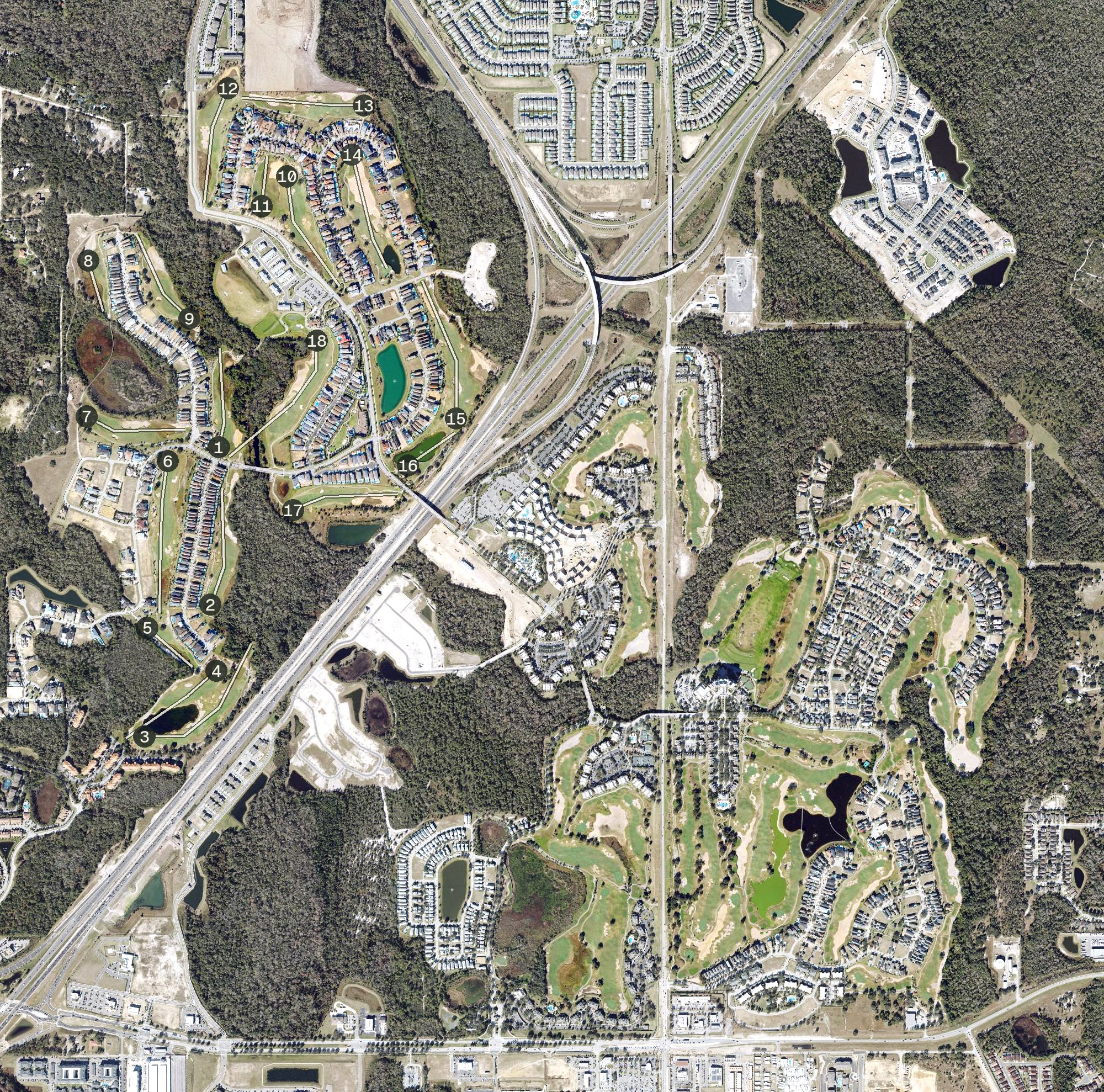 Aerial view of Reunion Resort Golf Course, FL