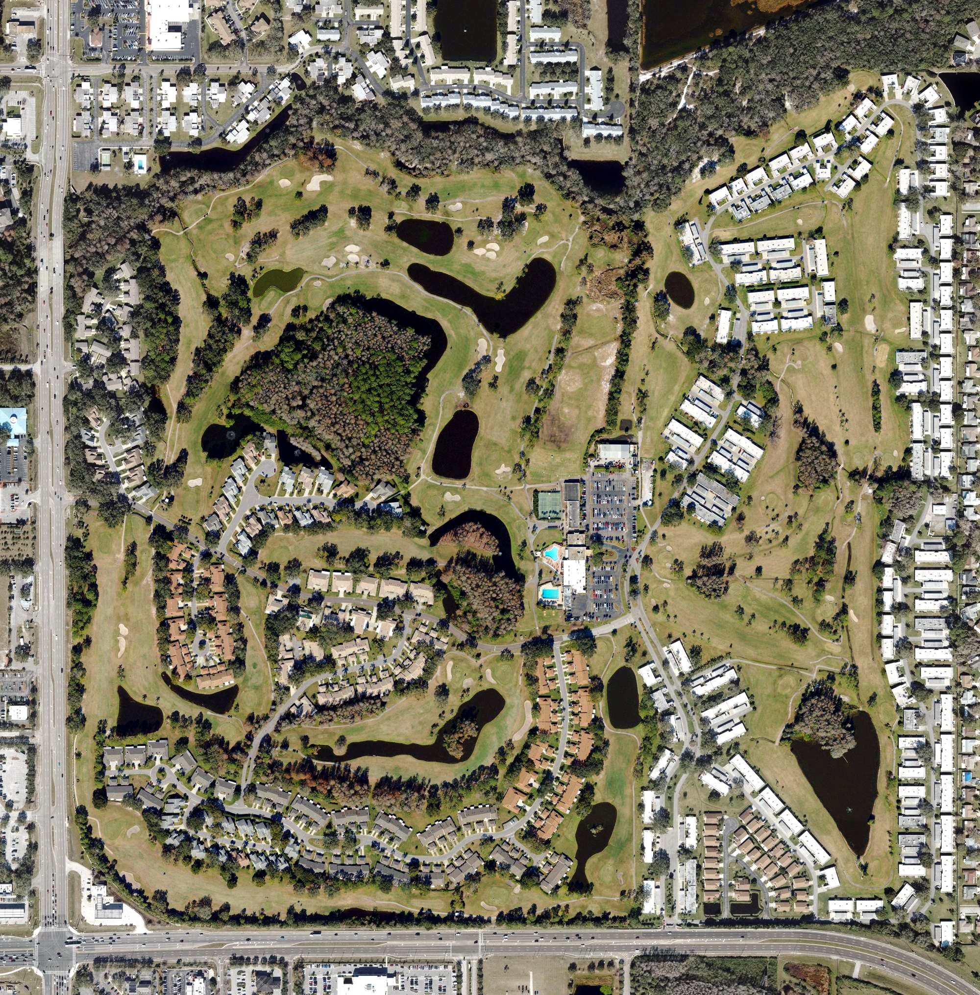 Aerial view of Seven Springs Golf and Country Club Home Page, FL