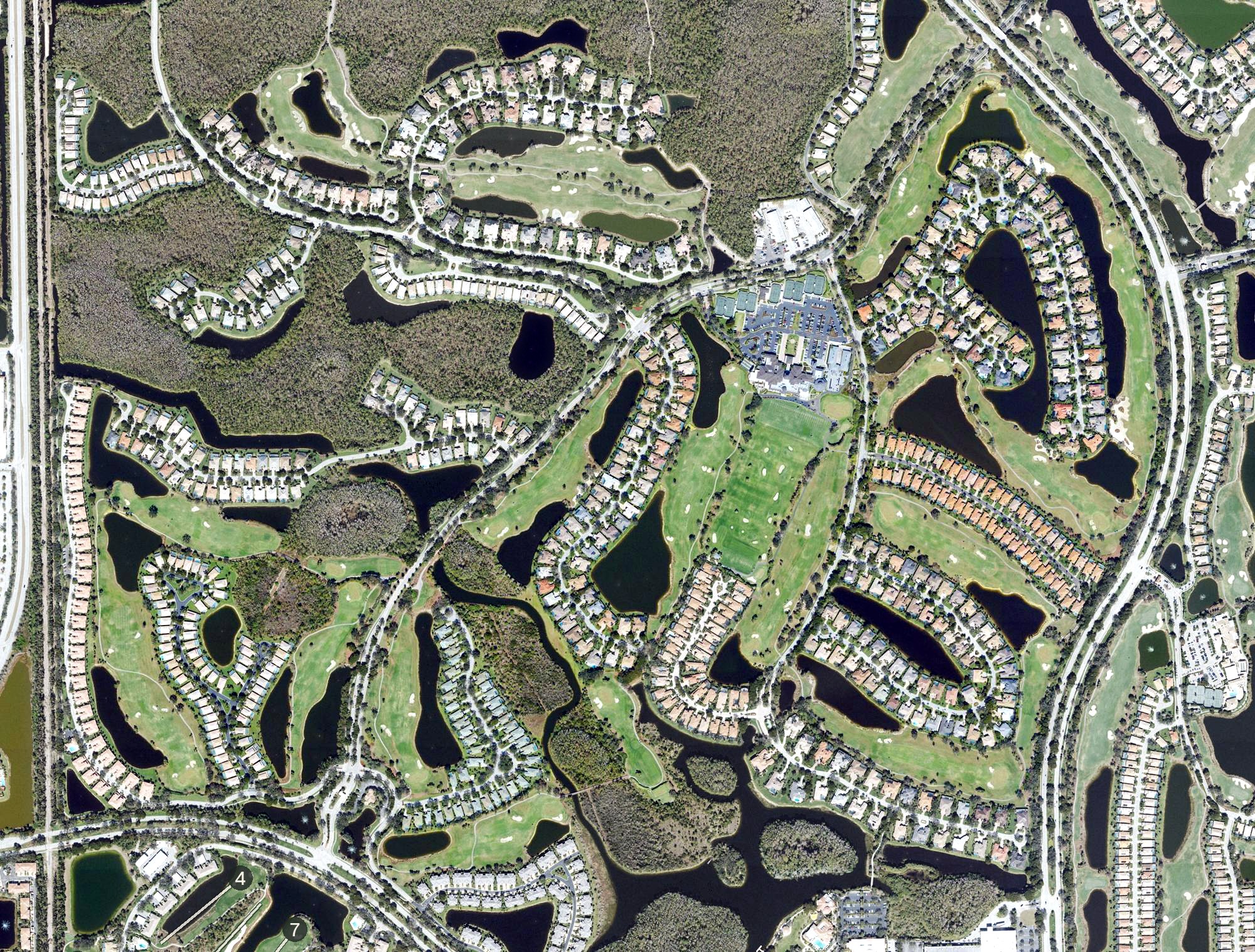 Aerial view of Shadow Wood Country Club - South Course, FL