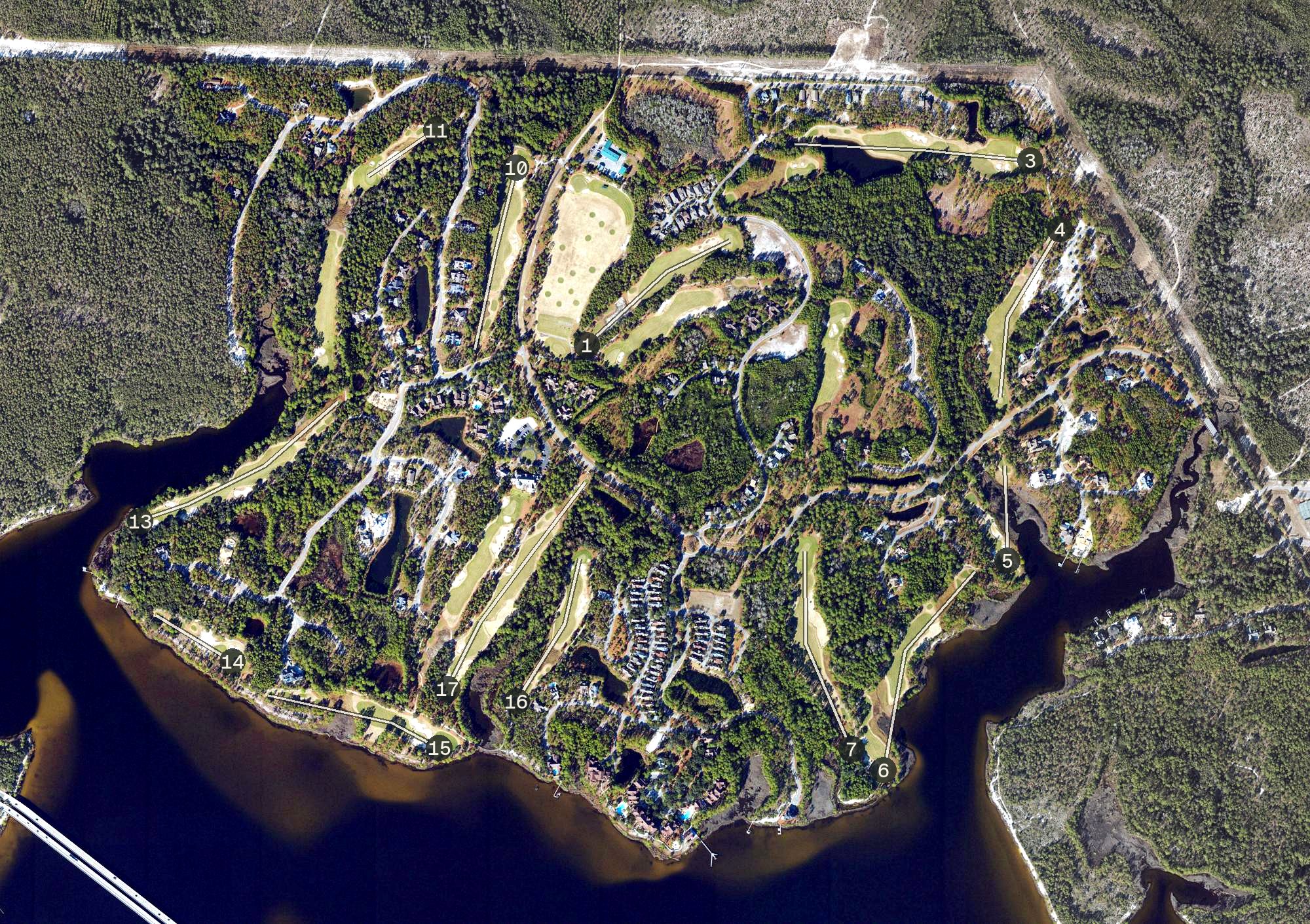 Aerial view of Shark's Tooth Golf Course, FL