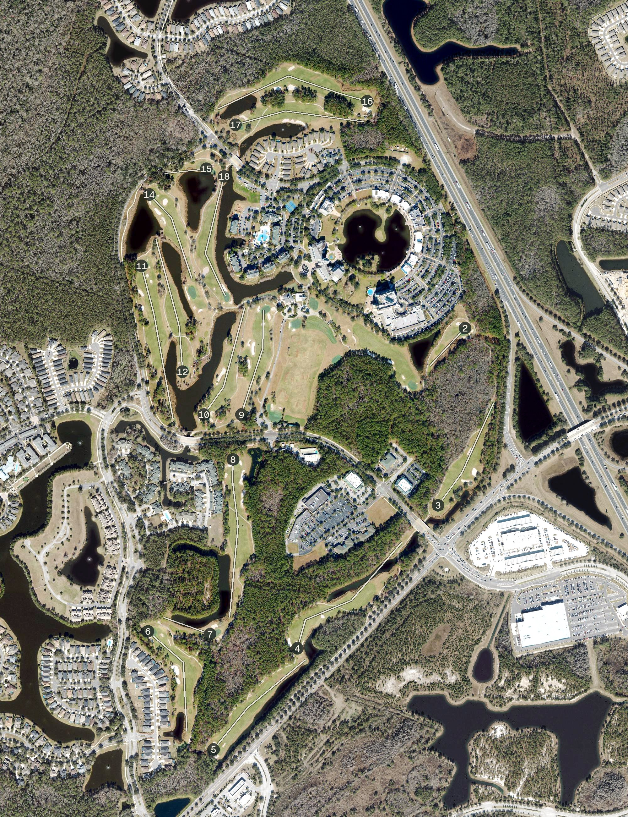Aerial view of Slammer & Squire, FL