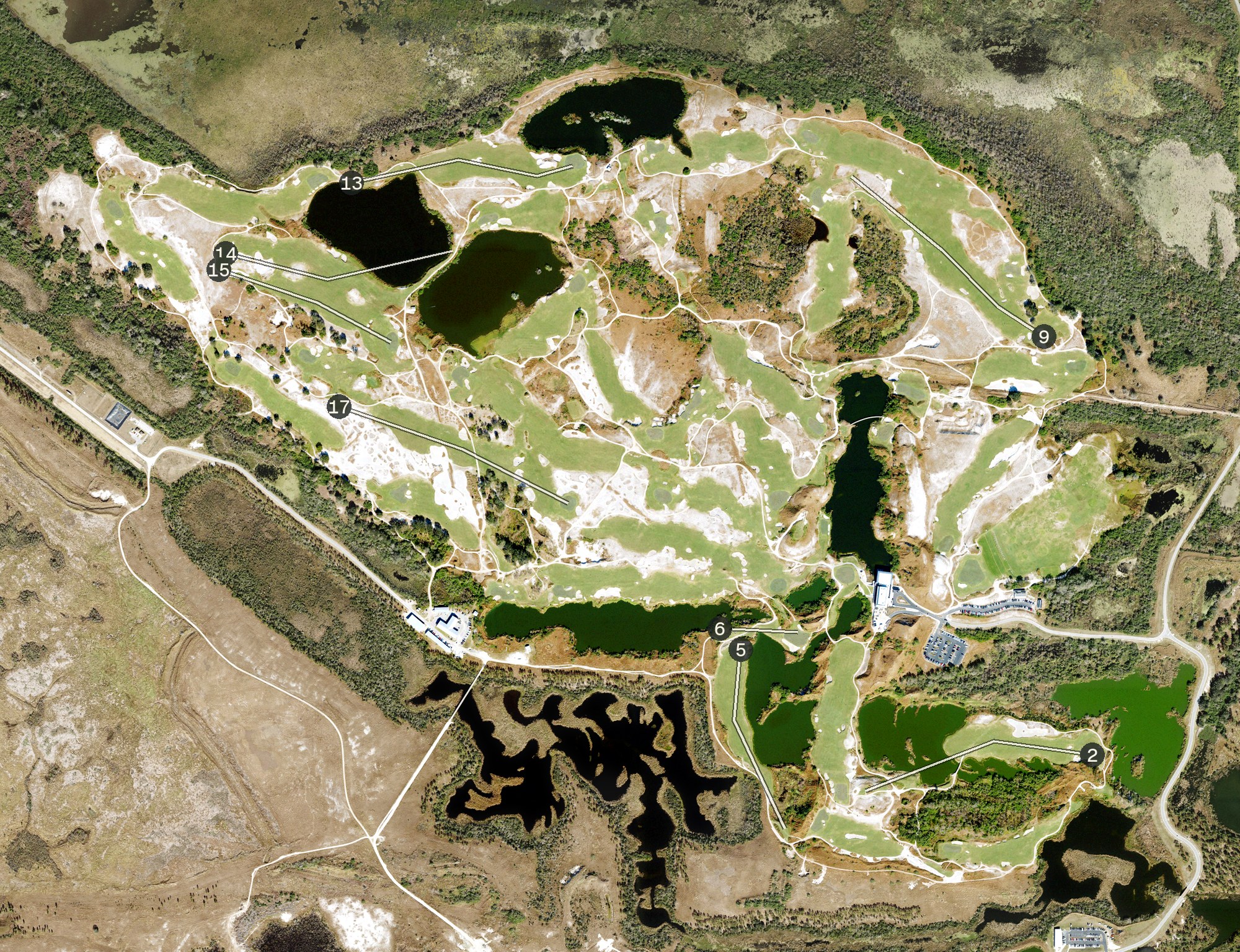 Aerial view of Streamsong Resort - Red and Blue Courses, FL