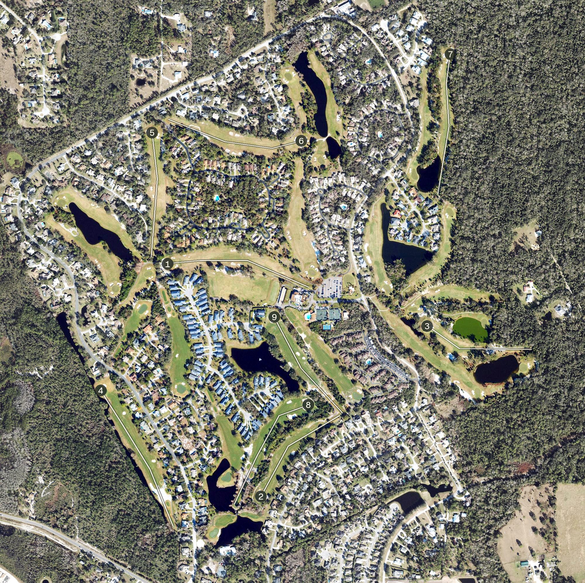 Aerial view of Sugar Mill Country Club, FL