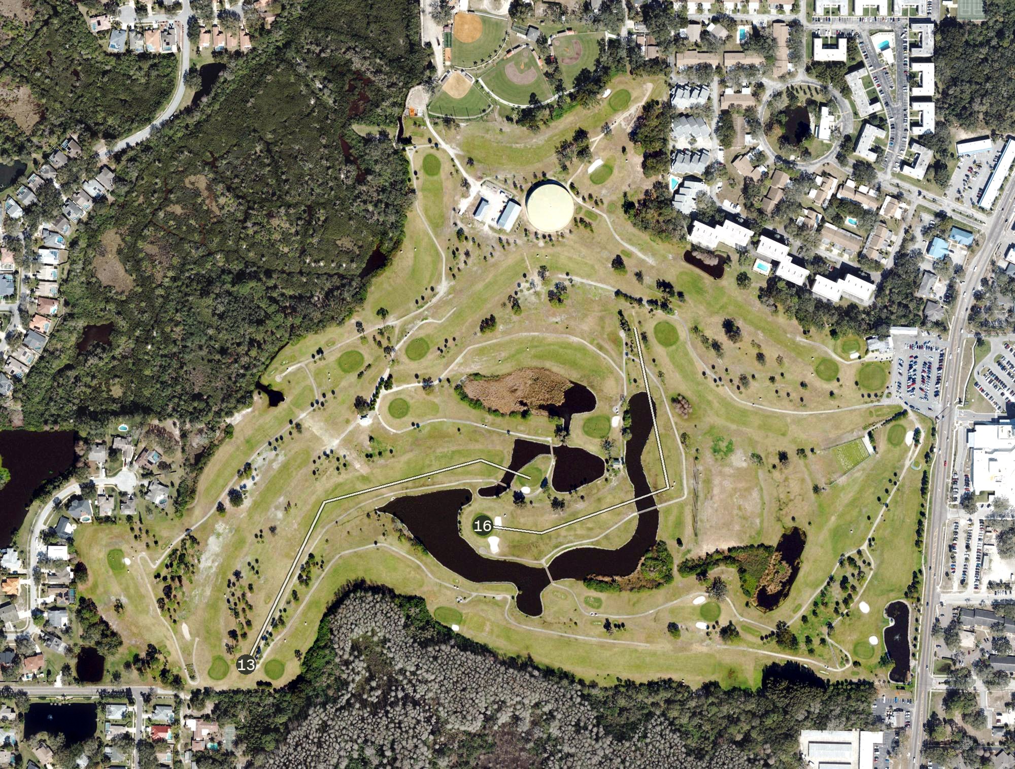 Aerial view of Tarpon Springs Golf Course, FL