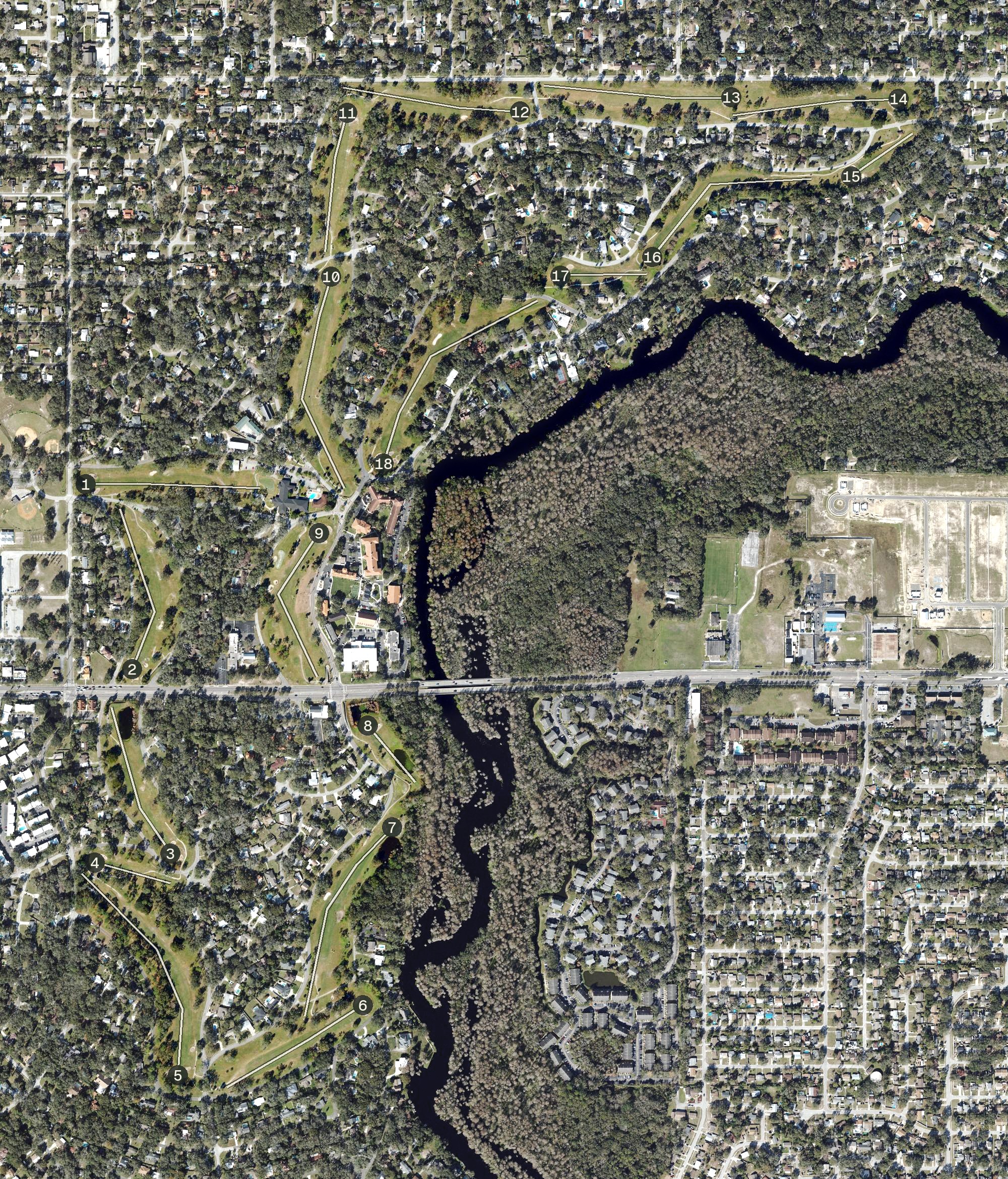 Aerial view of Temple Terrace Golf & Country Club, FL