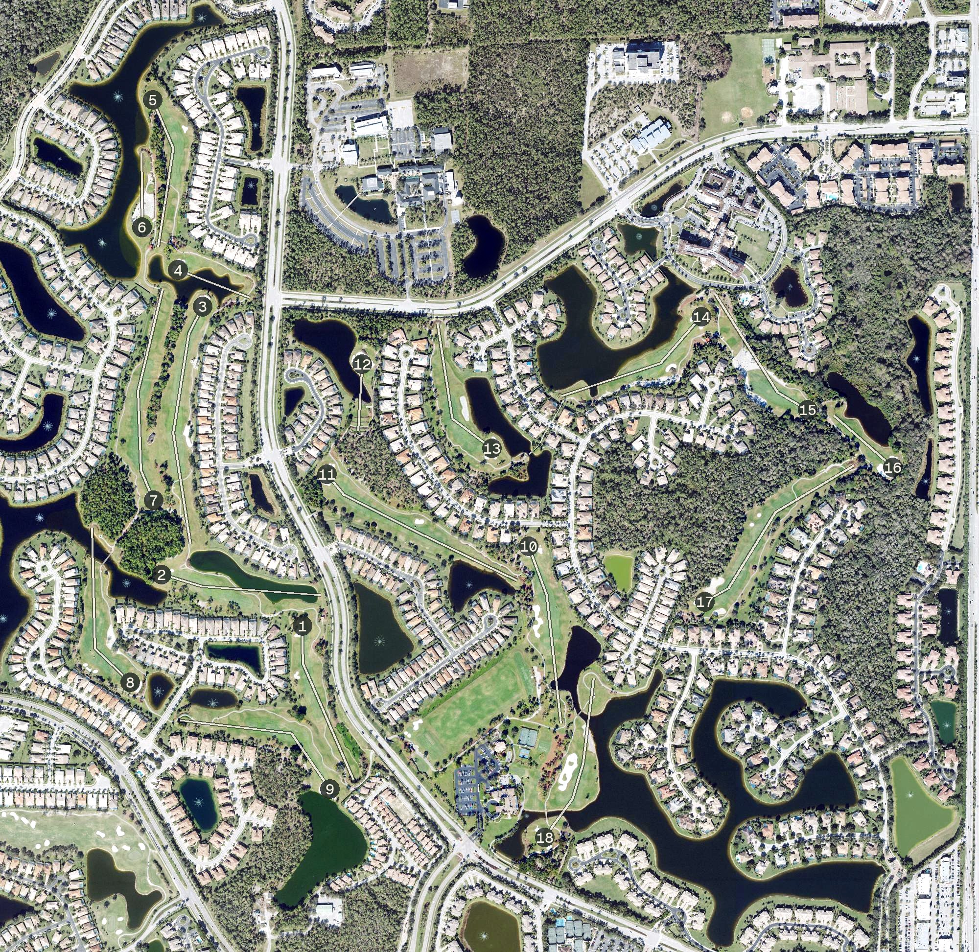 Aerial view of The Classics Course at Lely Resort, FL