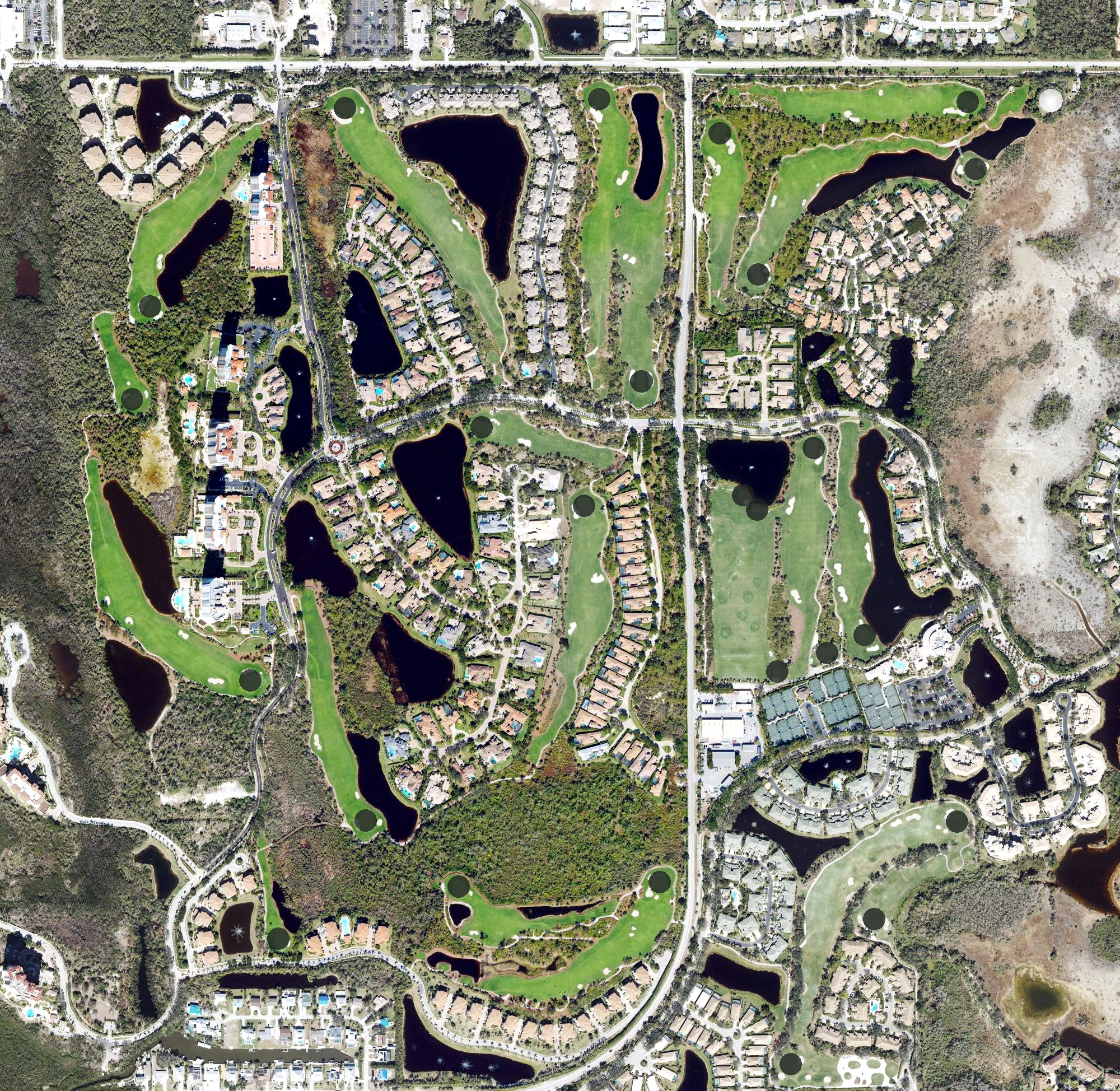 Aerial view of The Colony Golf & Country Club, FL