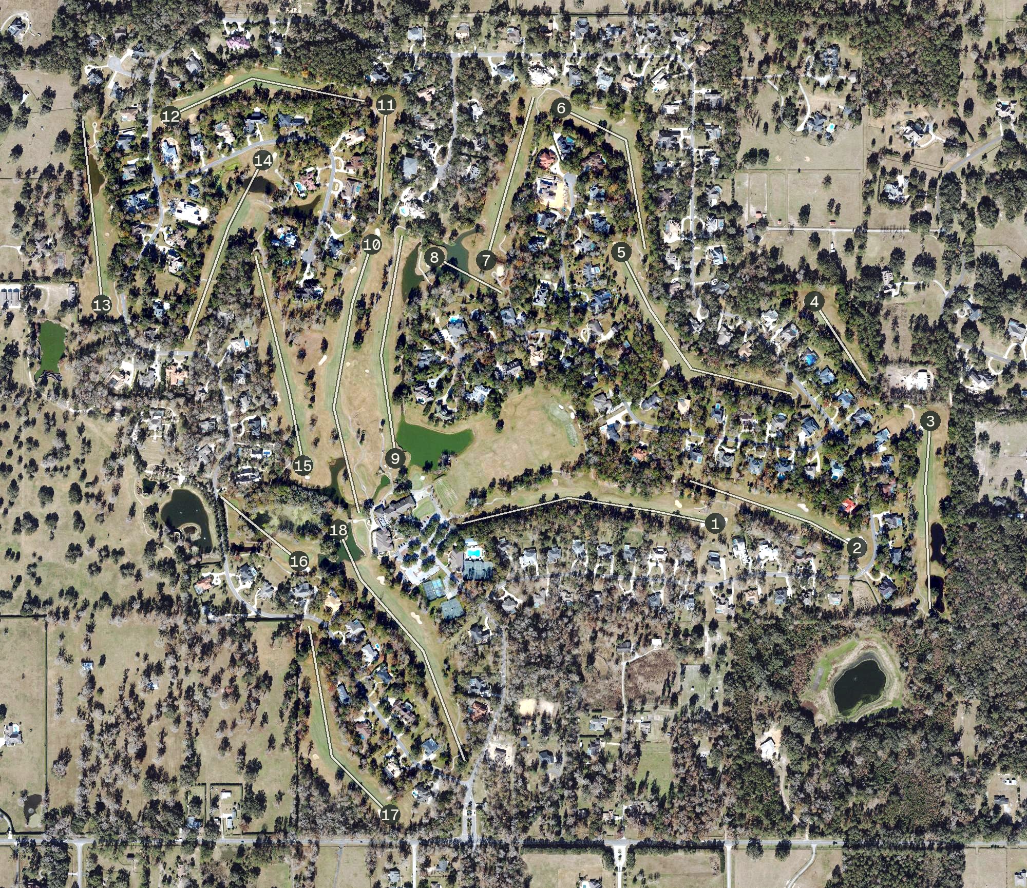 Aerial view of The Country Club of Ocala, FL