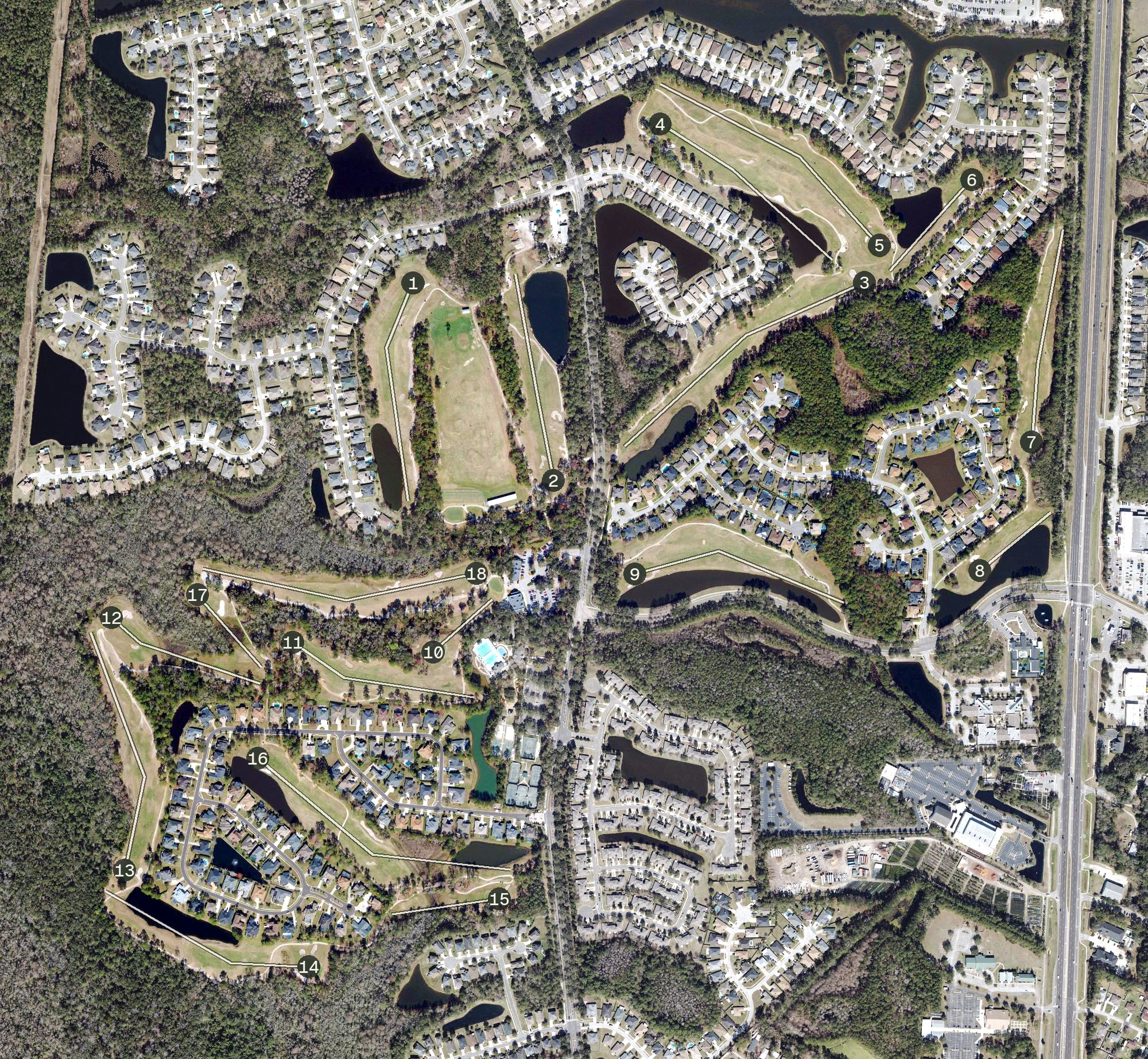 Aerial view of The Golf Club at Fleming Island, FL