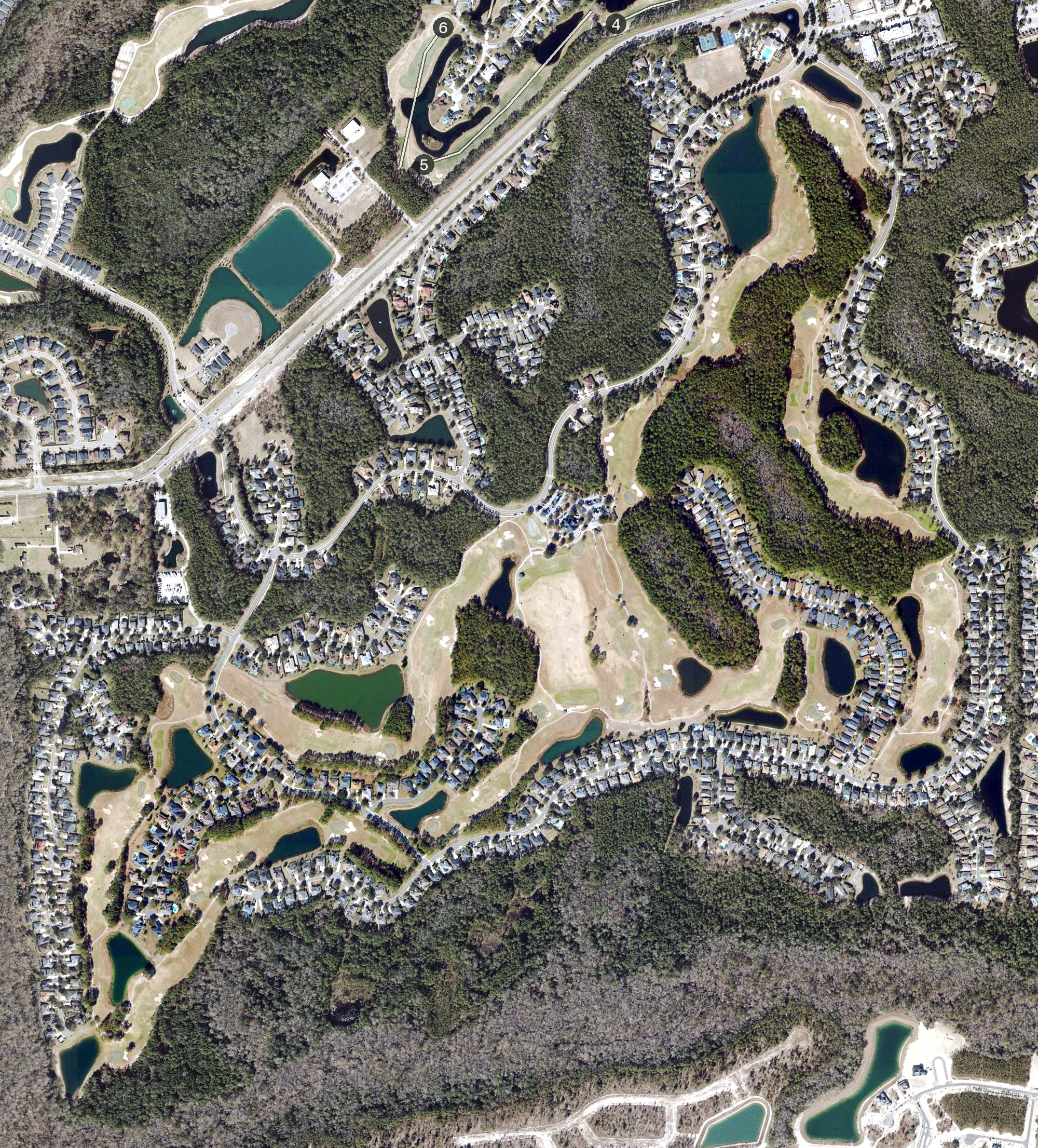 Aerial view of The Golf Club at South Hampton, FL