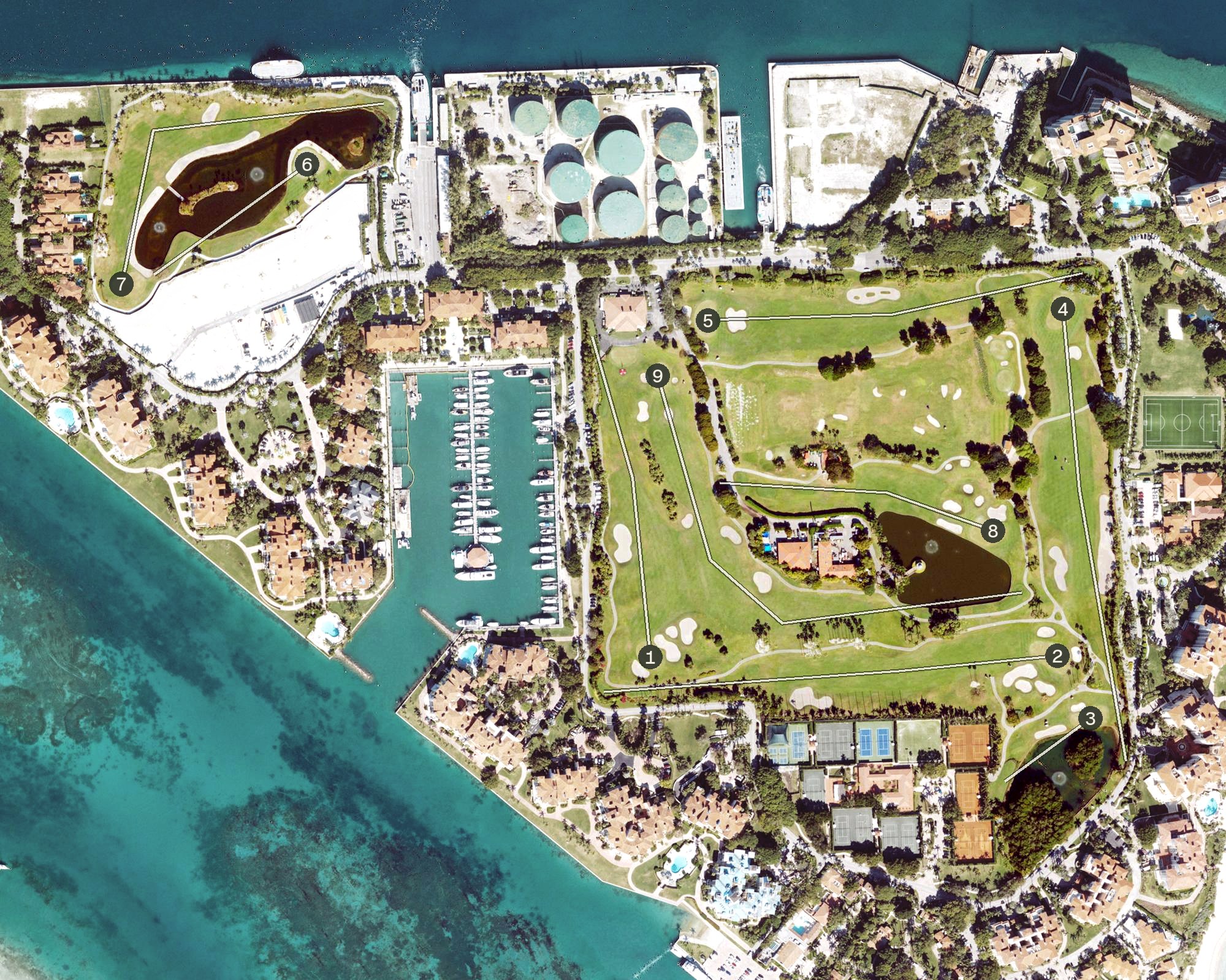 Aerial view of The Links at Fisher Island, FL