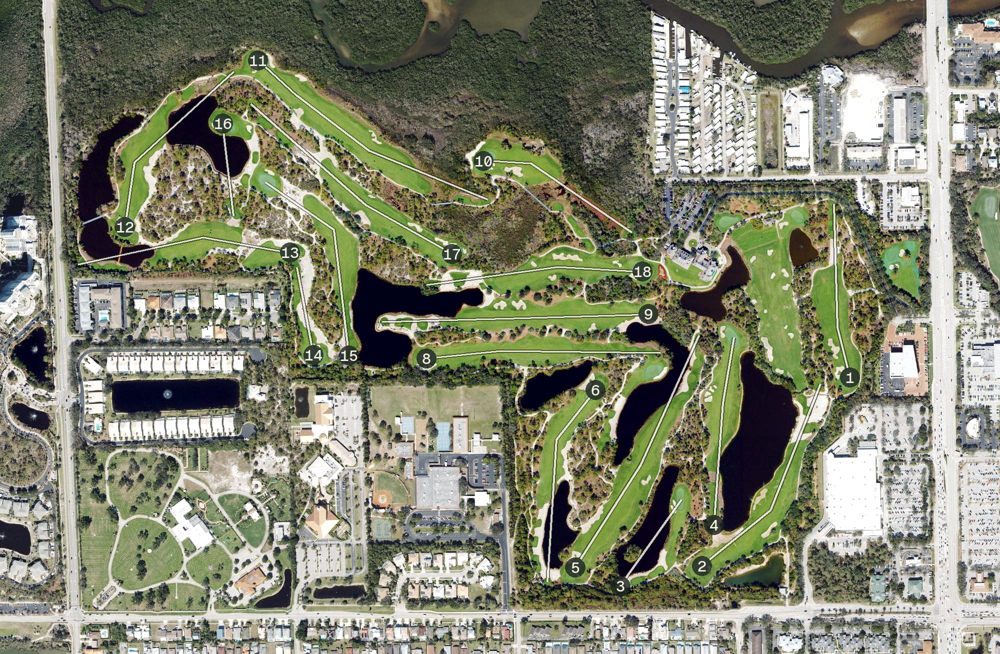 Aerial view of The Old Collier Golf Club, FL