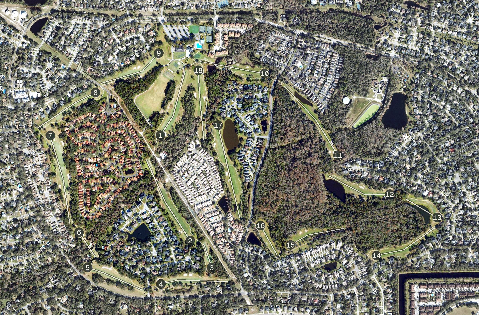 Aerial view of Tuscawilla Country Club, FL