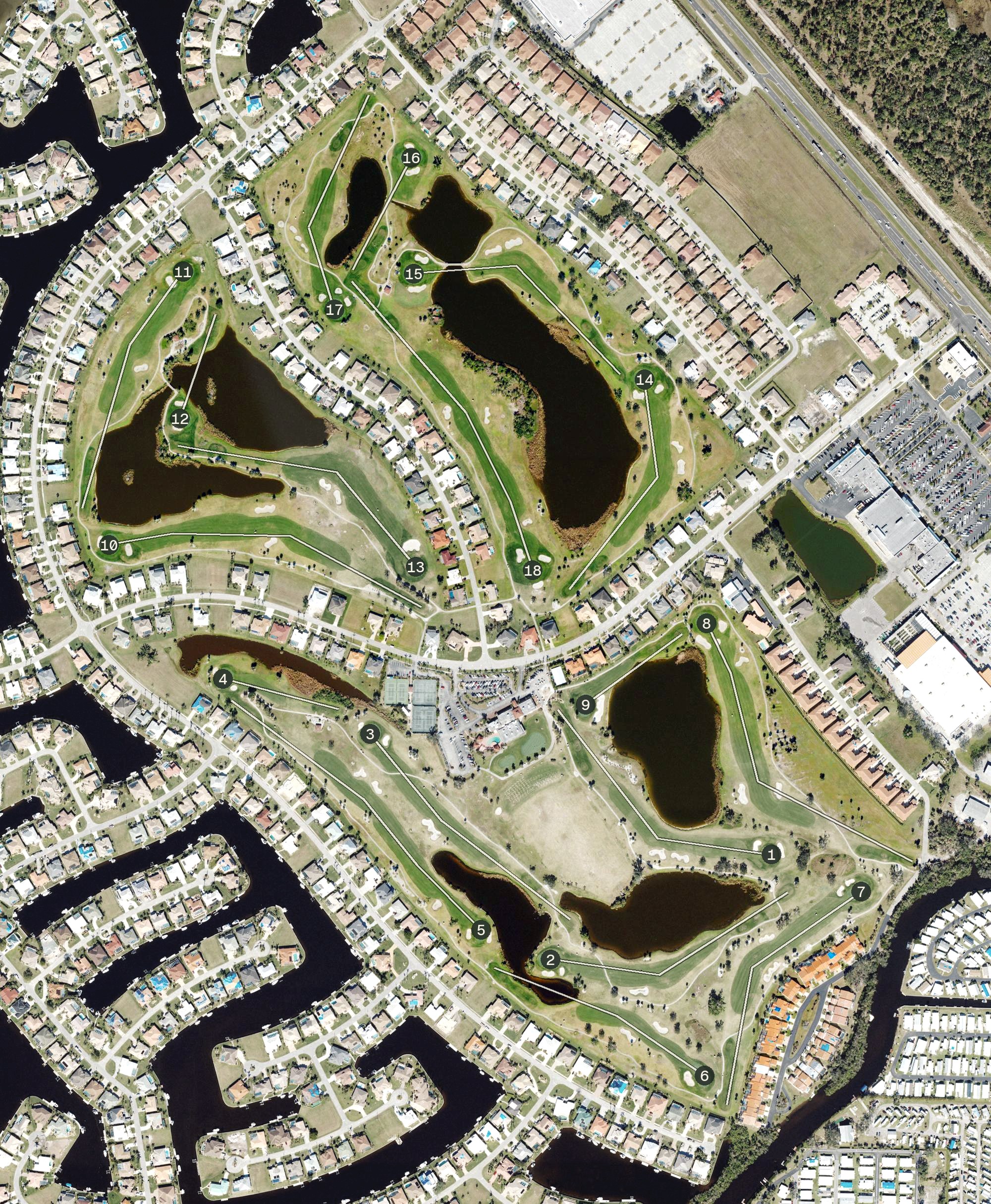 Aerial view of Twin Isles Country Club, FL