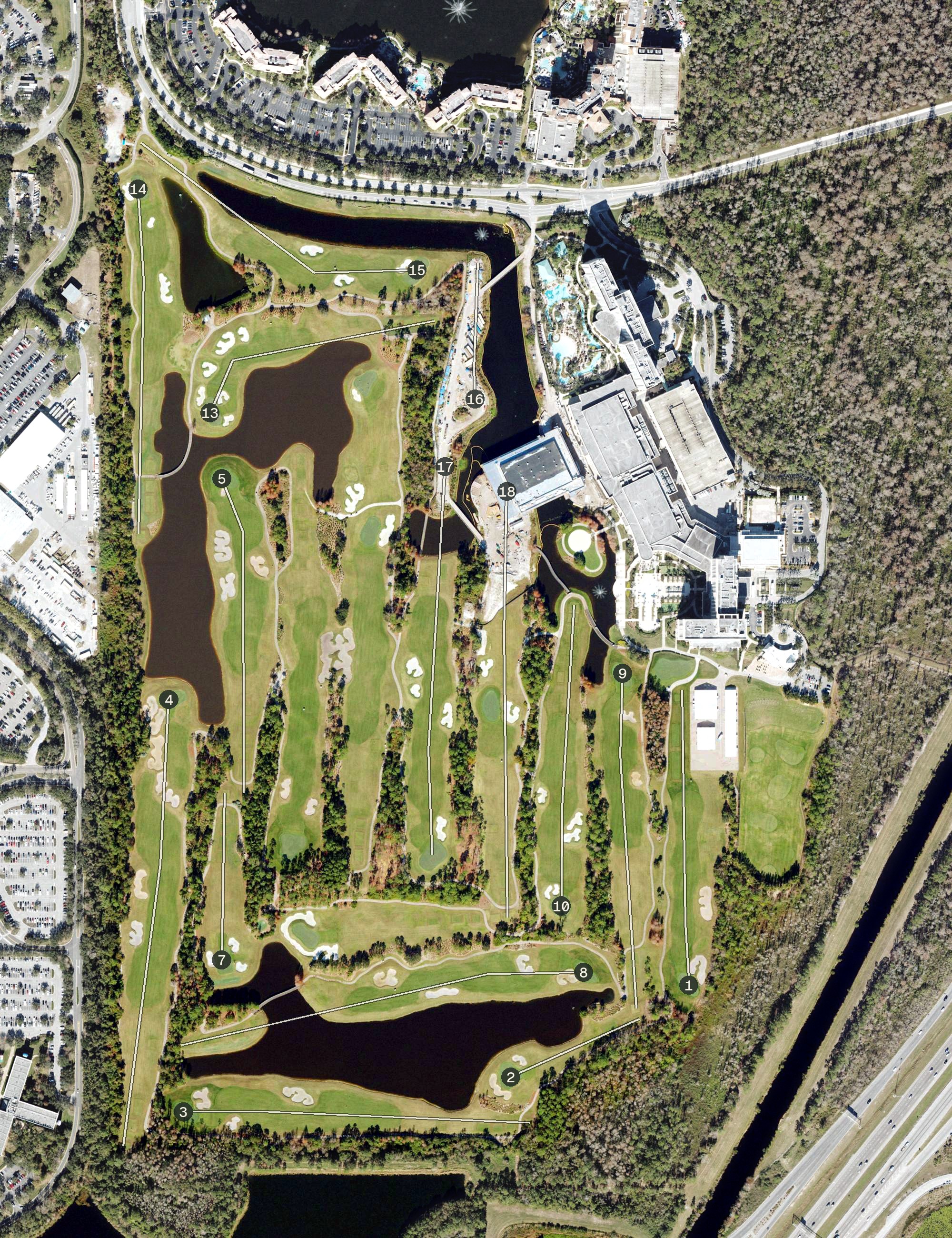 Aerial view of Waldorf Astoria Golf Course, FL