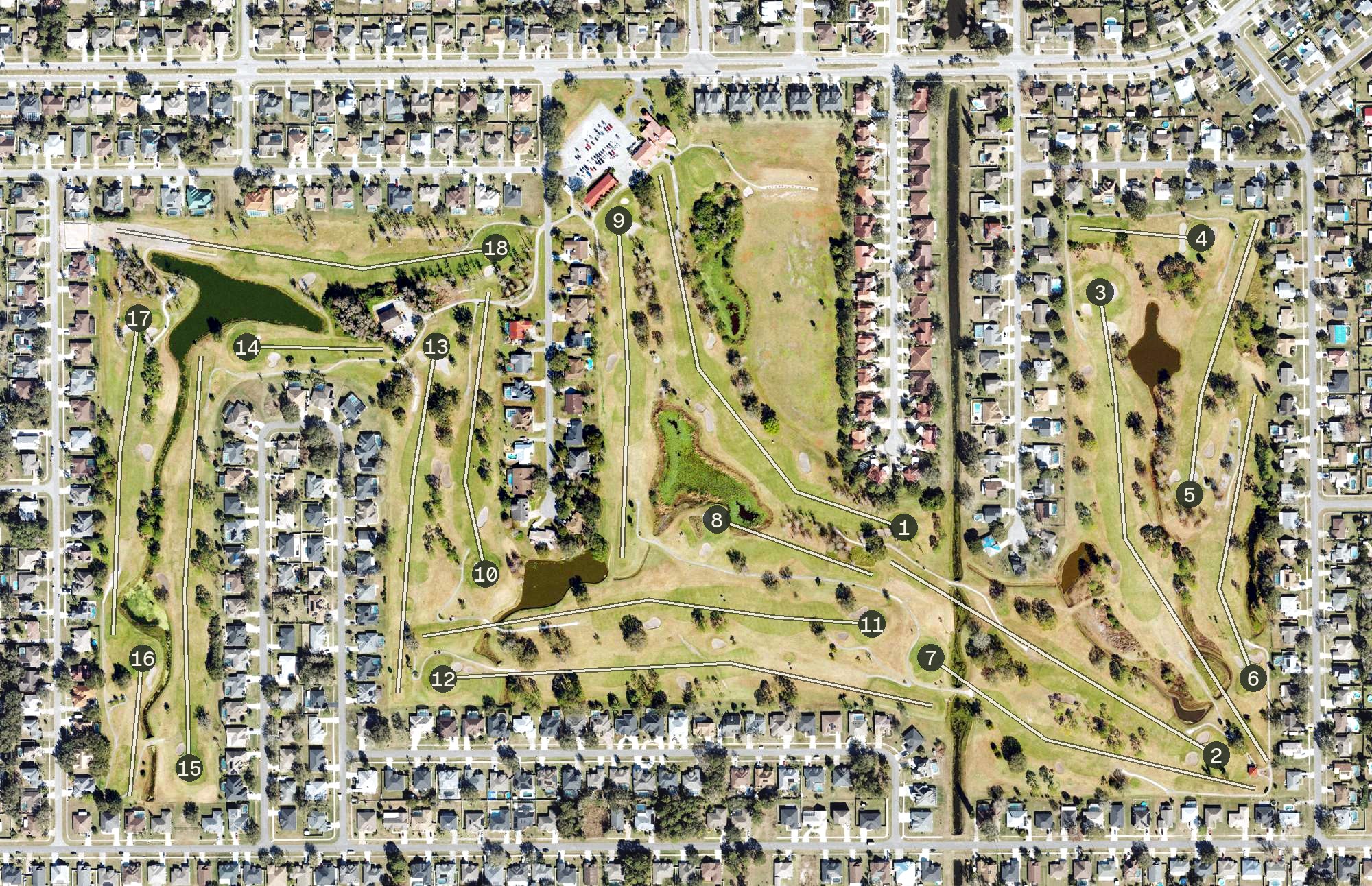 Aerial view of Wedgefield Golf Club, FL