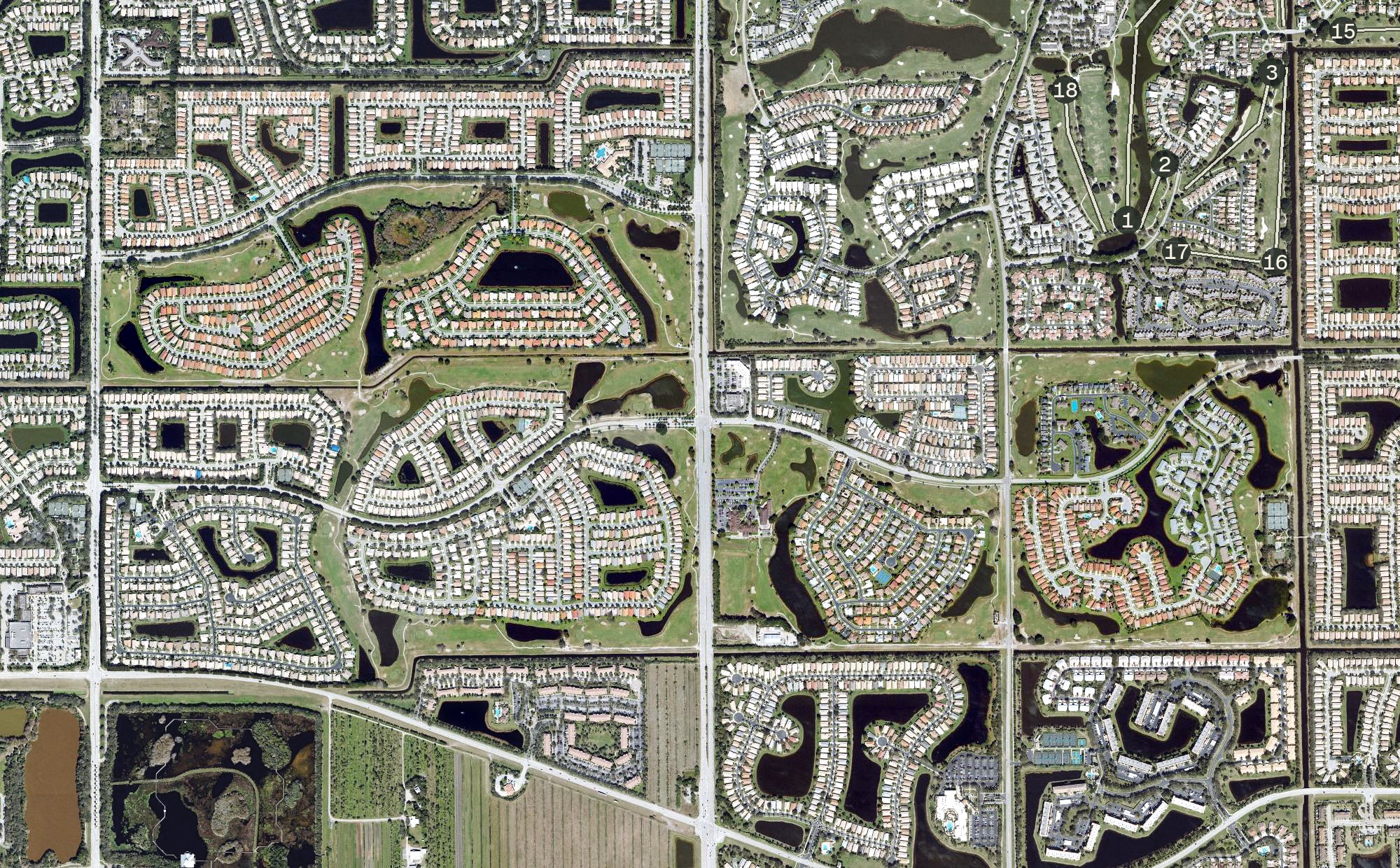 Aerial view of Westchester Golf & Country Club, FL