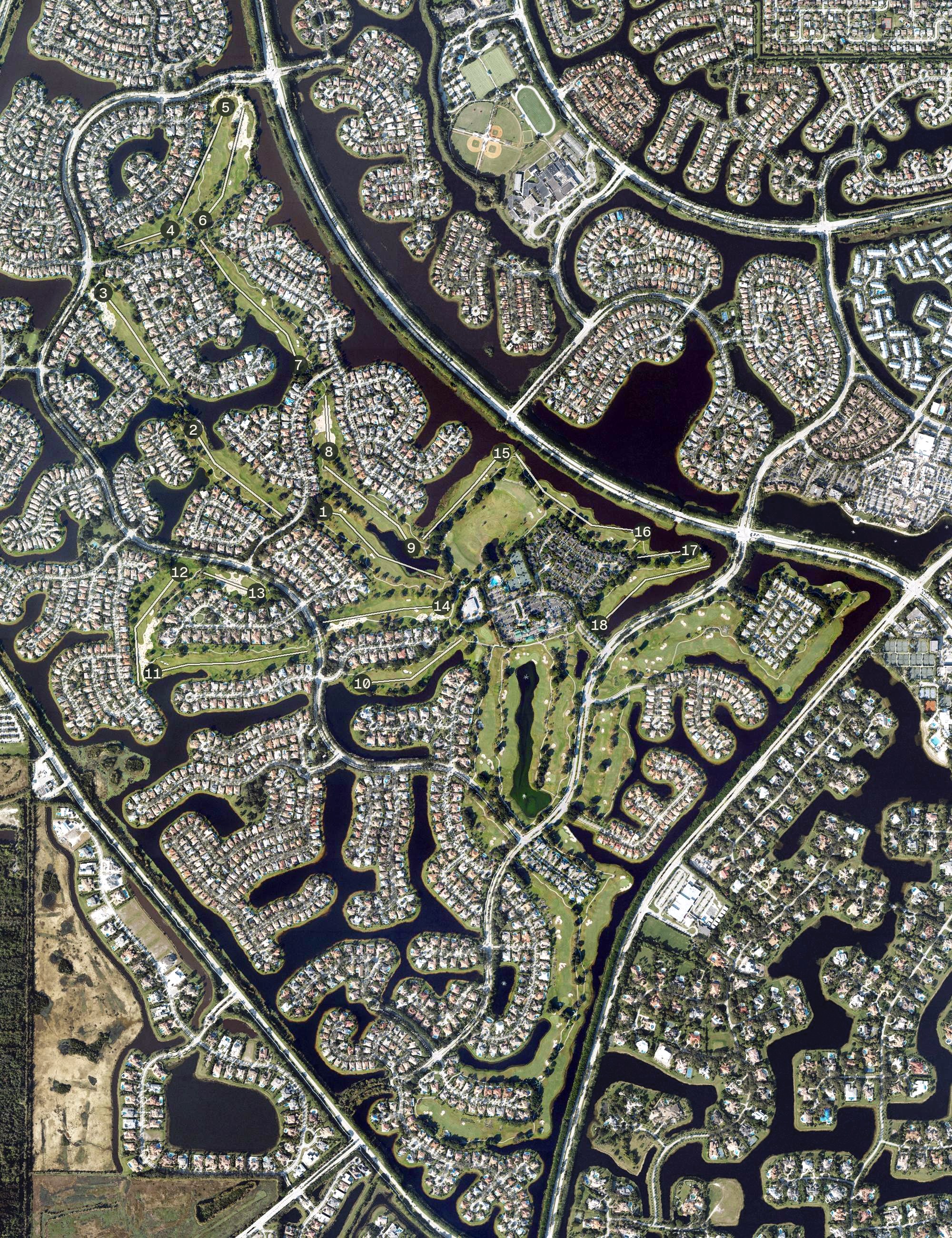 Aerial view of Weston Hills Golf Course, FL