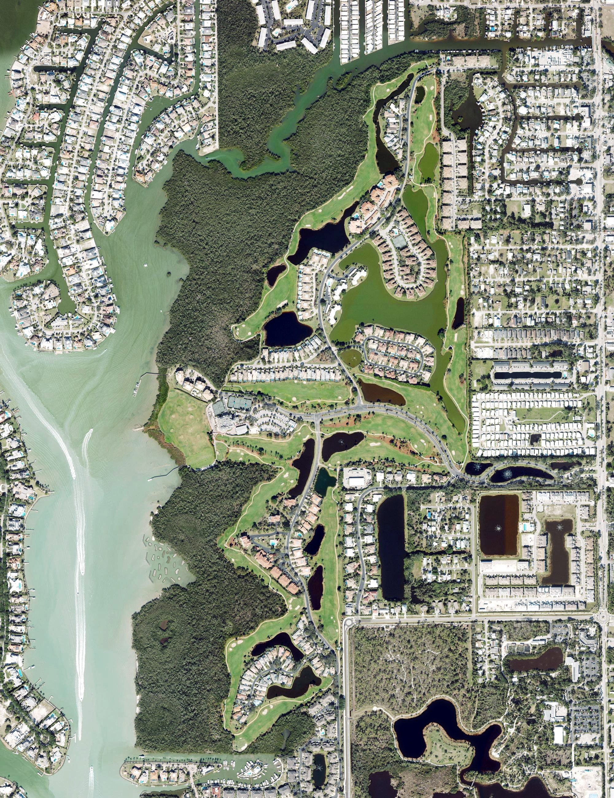 Aerial view of Windstar on Naples Bay, FL