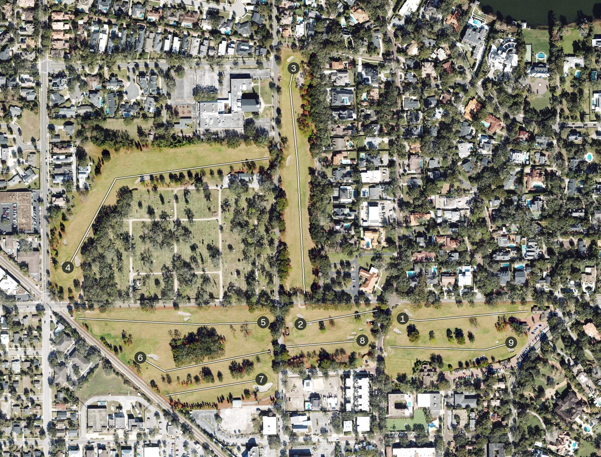 Aerial view of Winter Park Country Club Golf Course, FL
