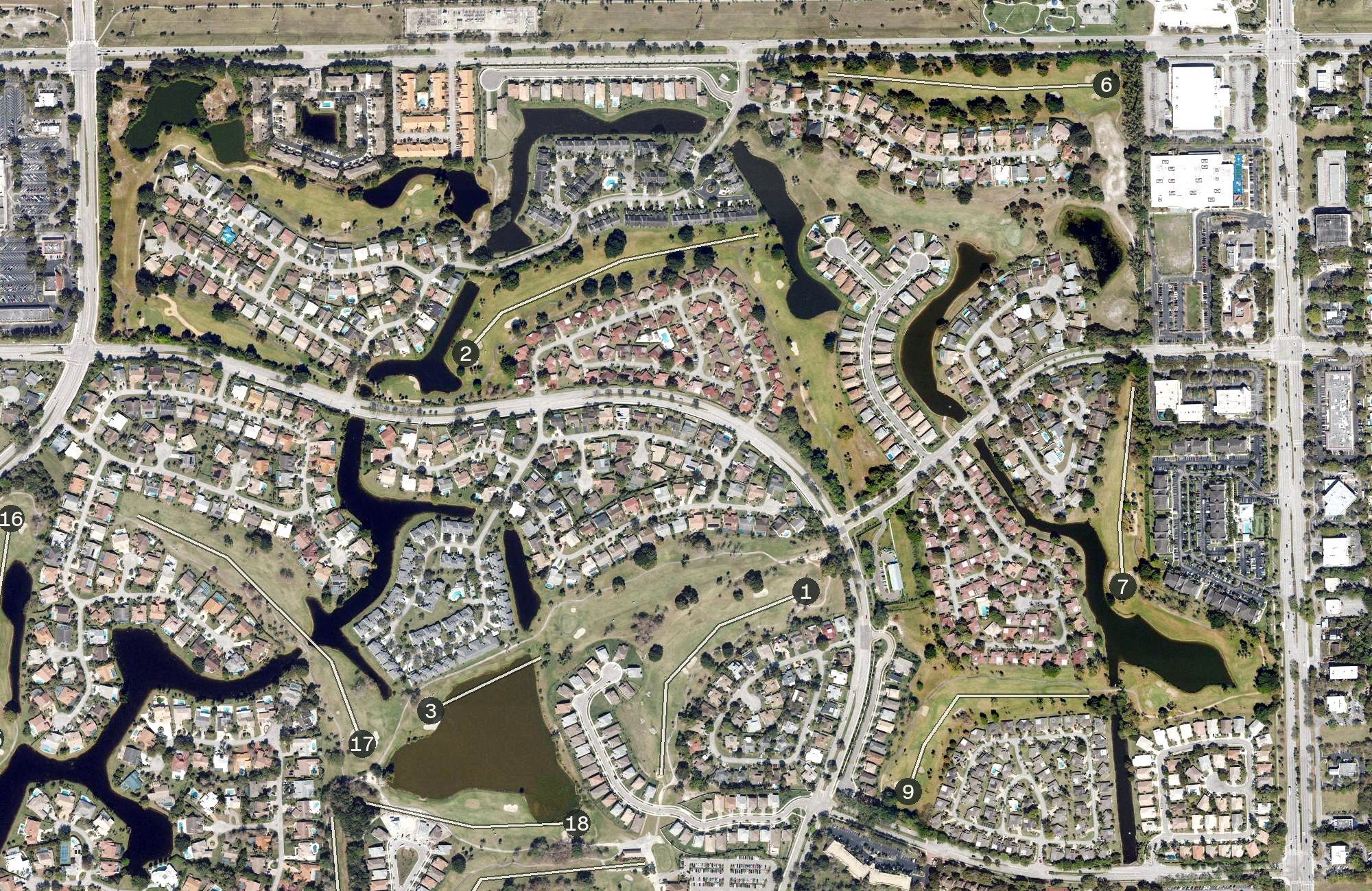 Aerial view of Woodmont Country Club- Pines 9, FL