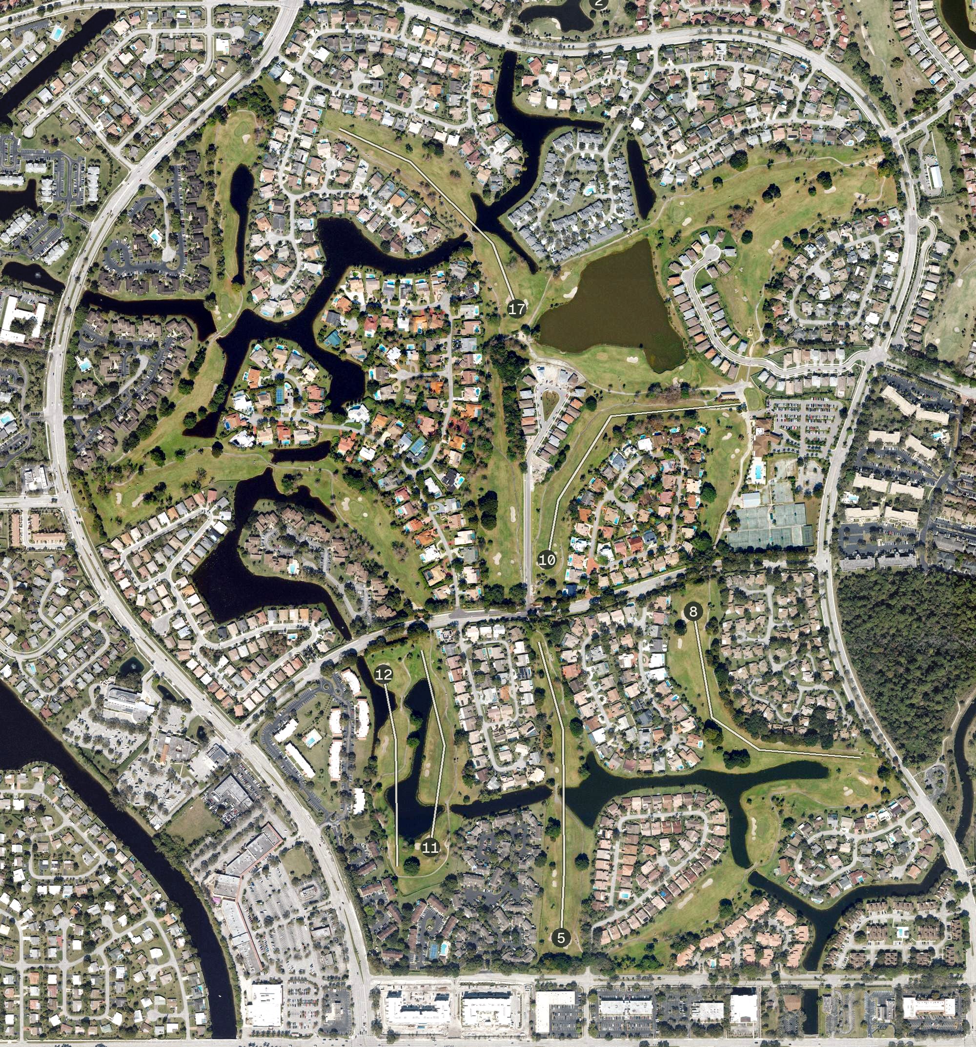 Aerial view of Woodmont Country Club, FL